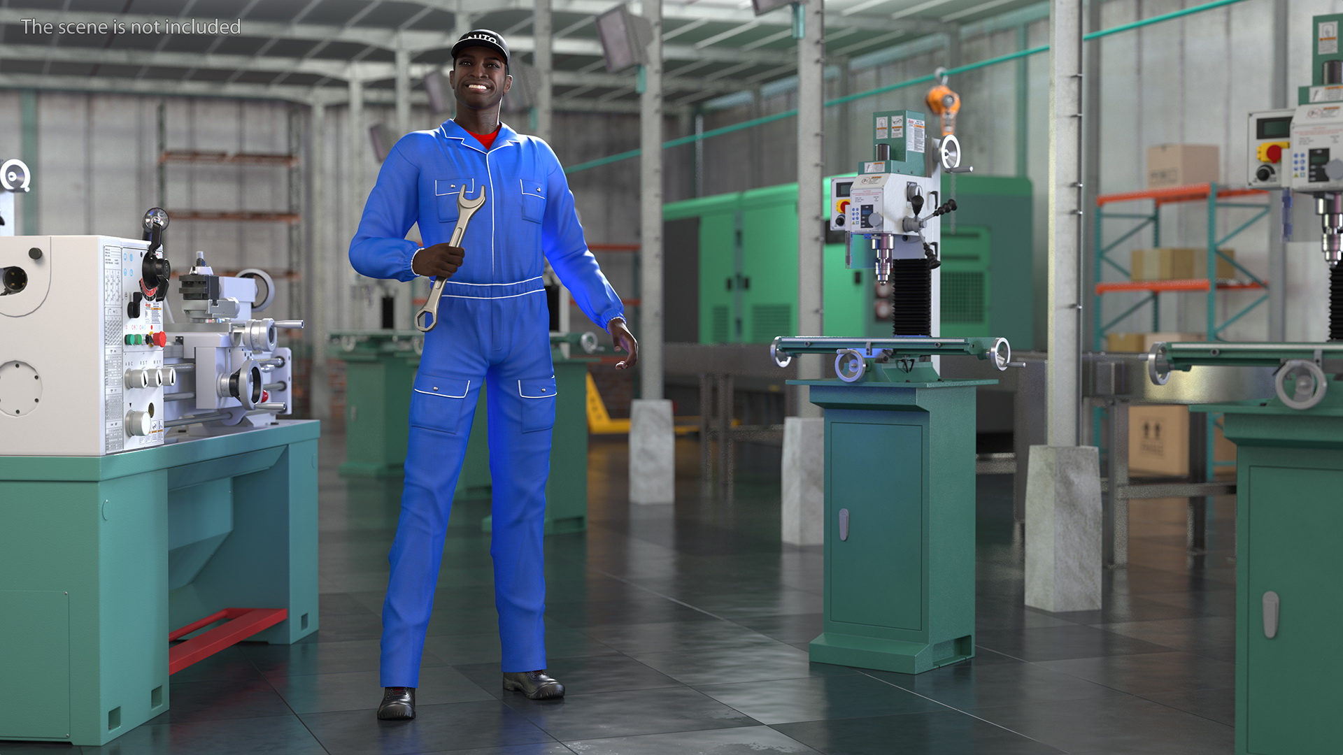 3D Dark Skin Black Car Mechanic model