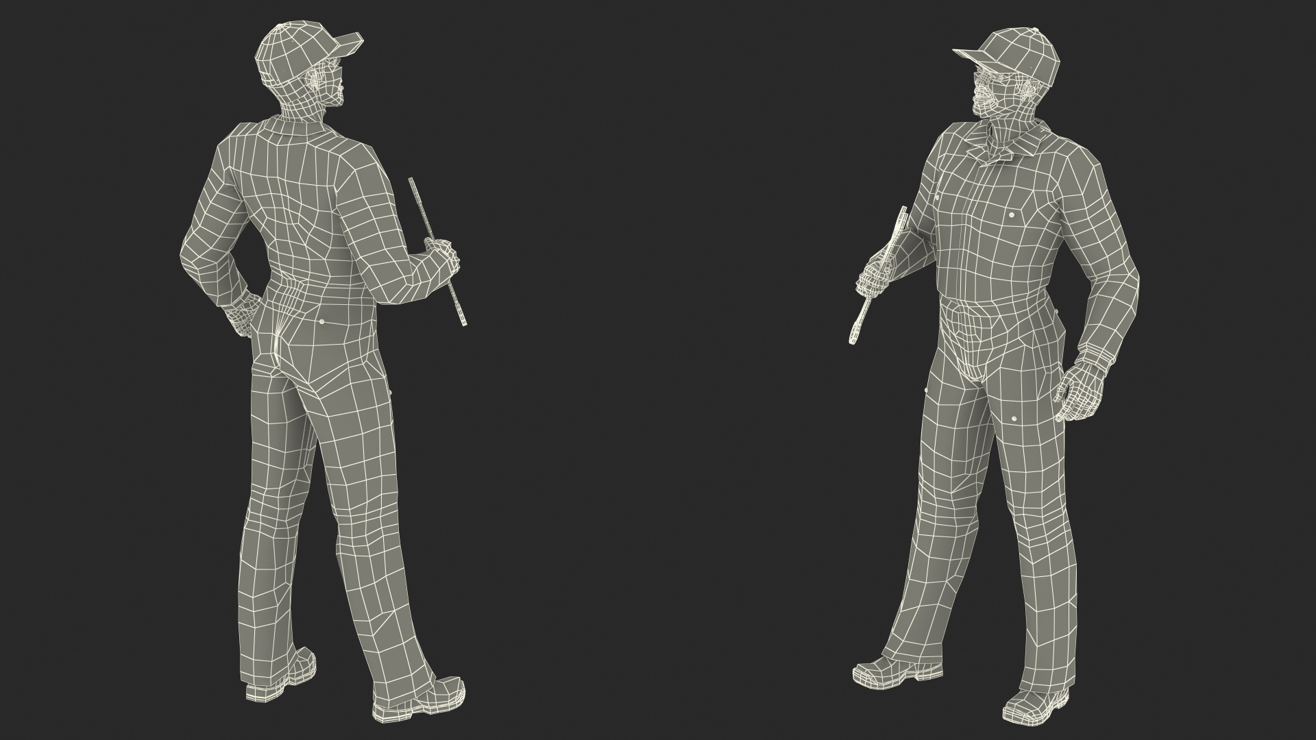 3D Dark Skin Black Car Mechanic model