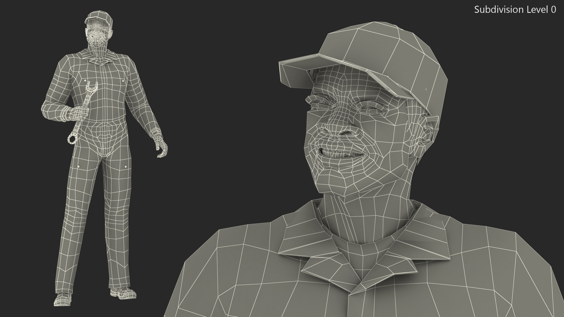 3D Dark Skin Black Car Mechanic model