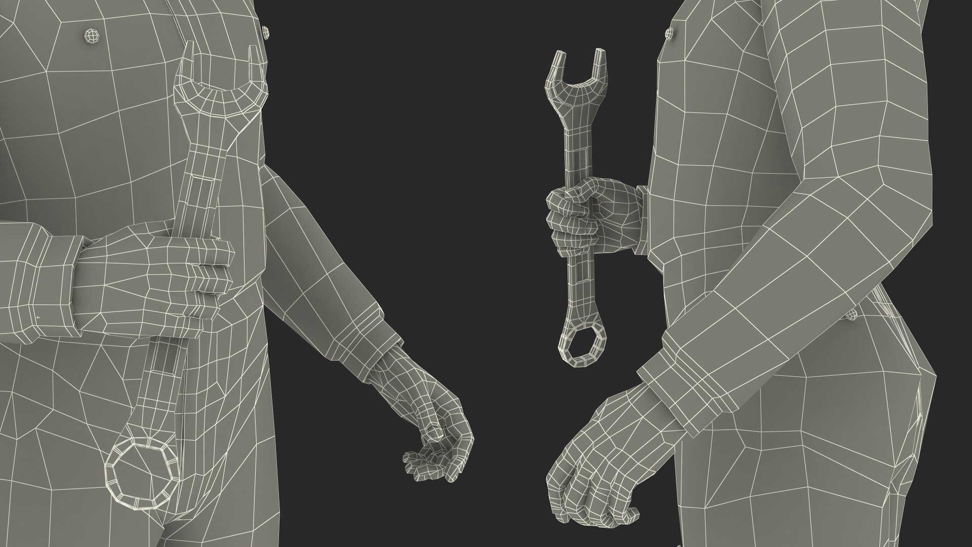 3D Dark Skin Black Car Mechanic model
