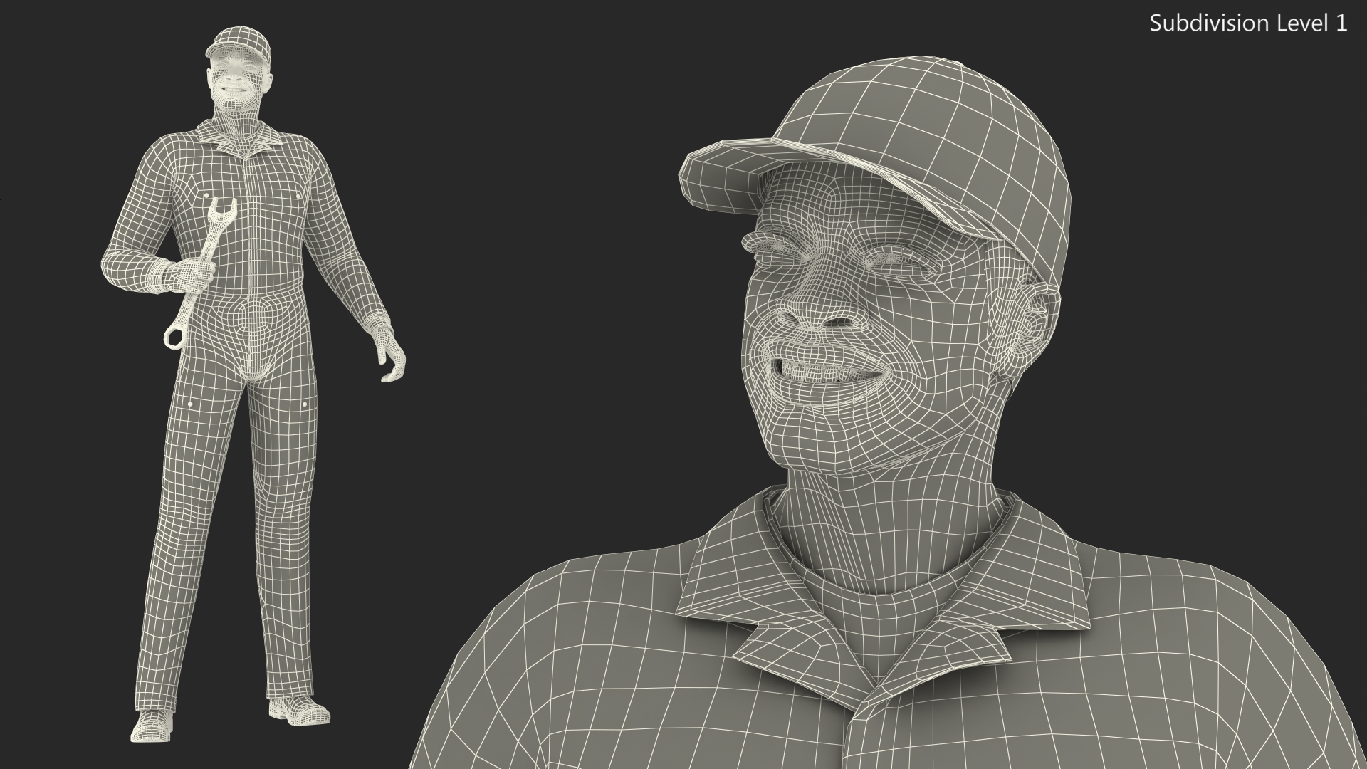 3D Dark Skin Black Car Mechanic model