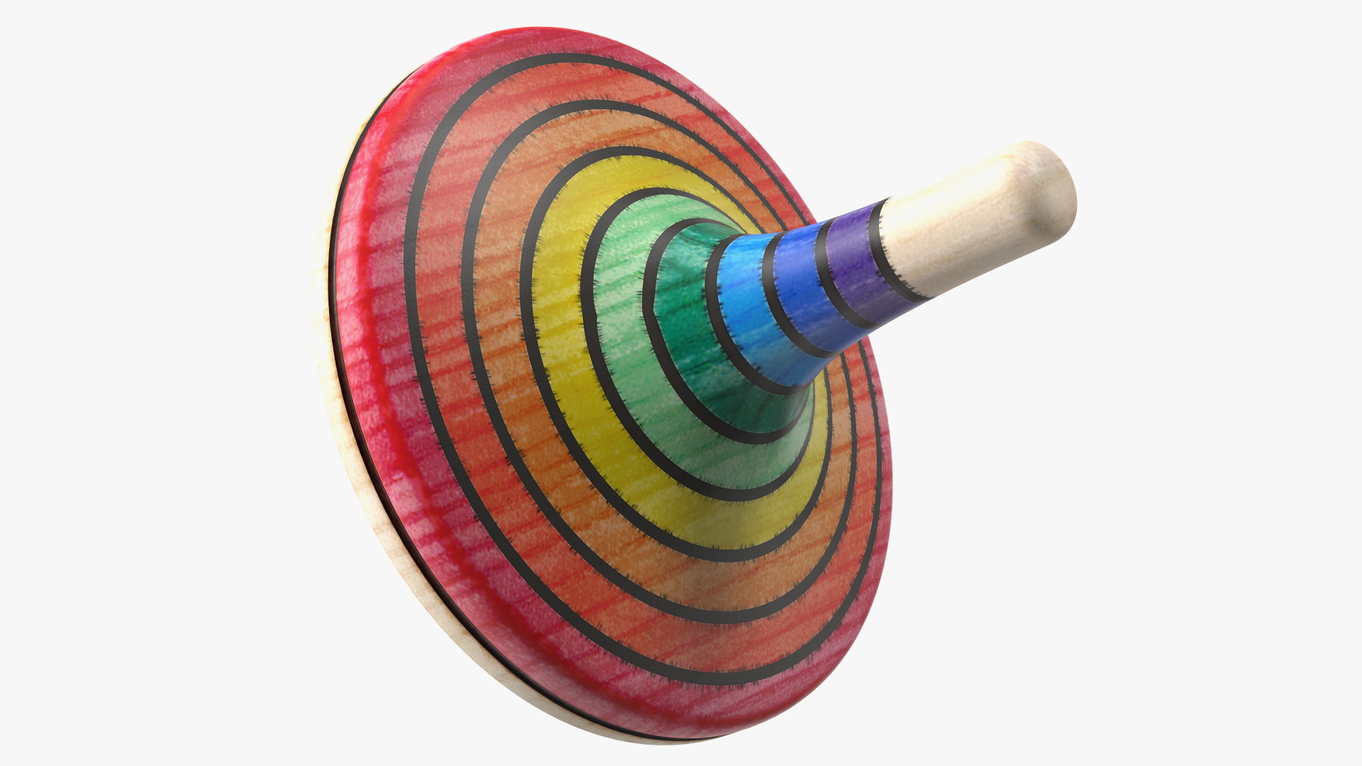 Wooden Rainbow Spinning Top 3D