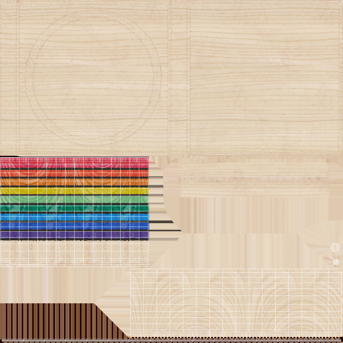Wooden Rainbow Spinning Top 3D
