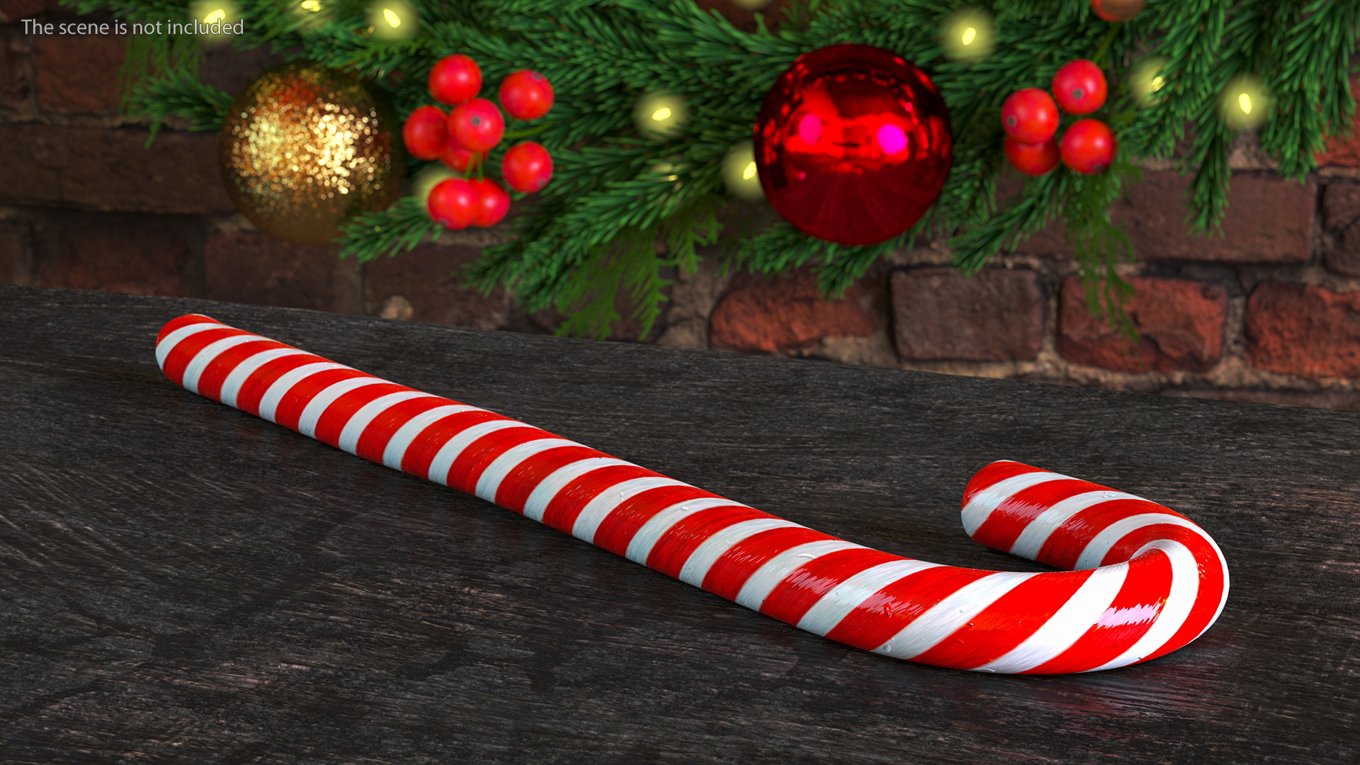 Christmas Cane Lollipop Red 3D