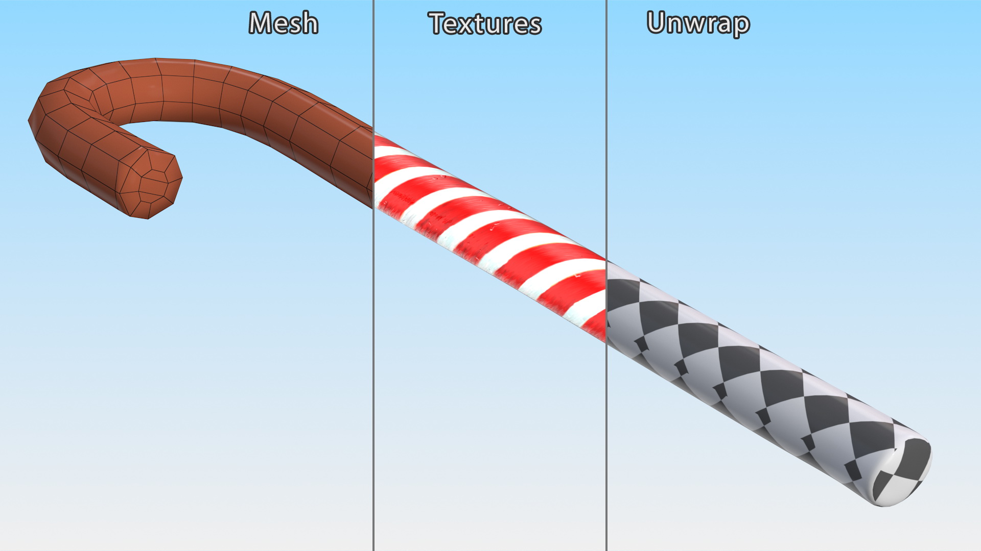 Christmas Cane Lollipop Red 3D