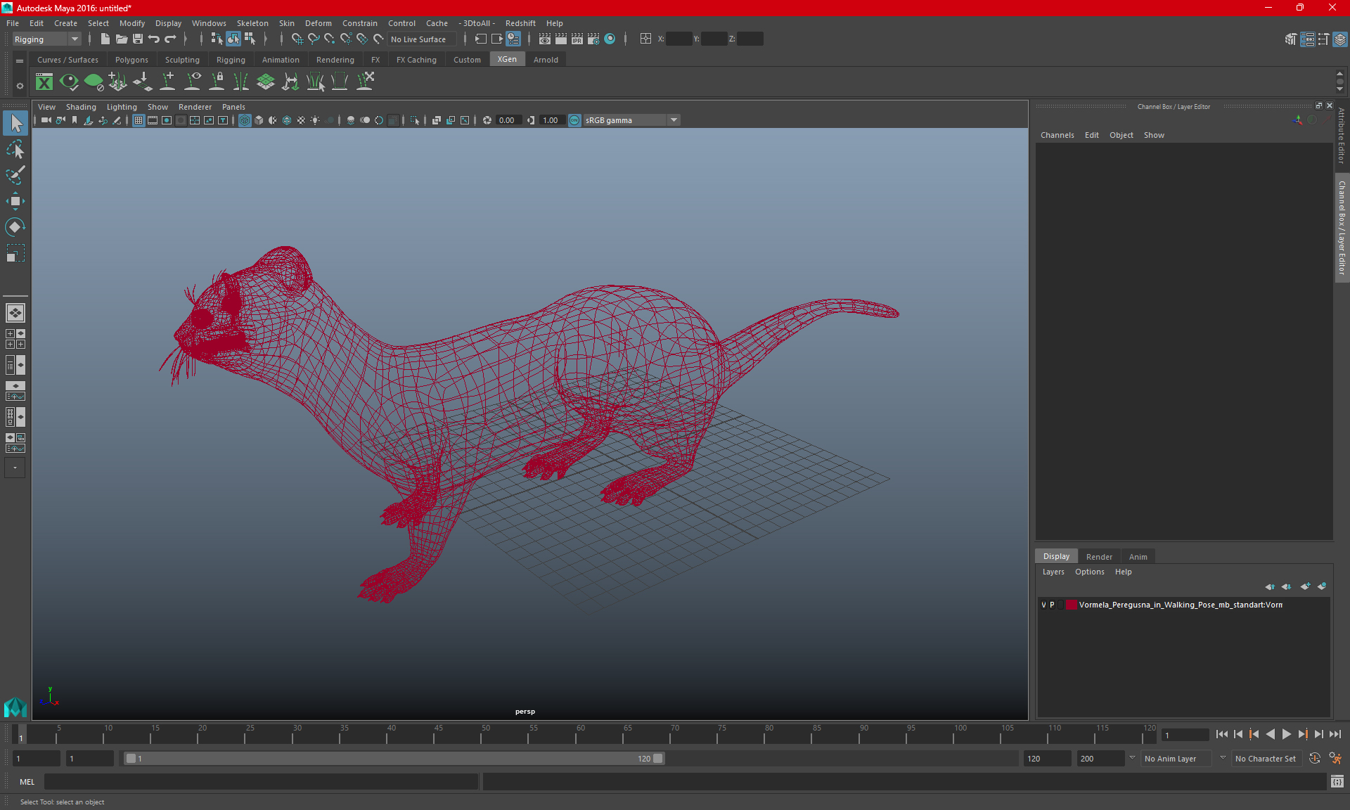 3D Vormela Peregusna in Walking Pose model