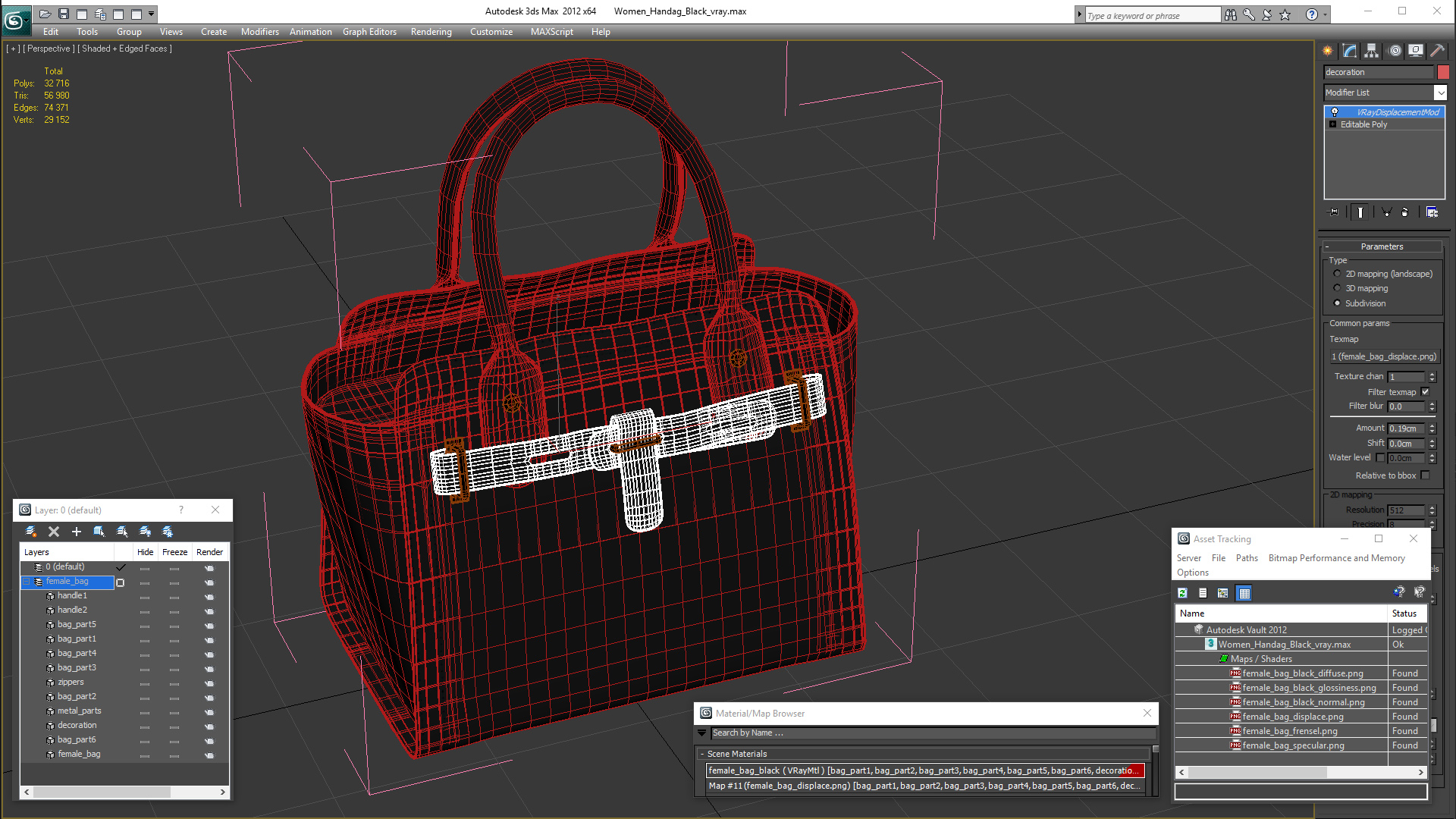3D Women Handag Black model