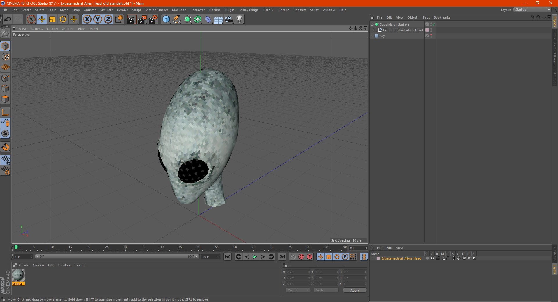 Extraterrestrial Alien Head 3D