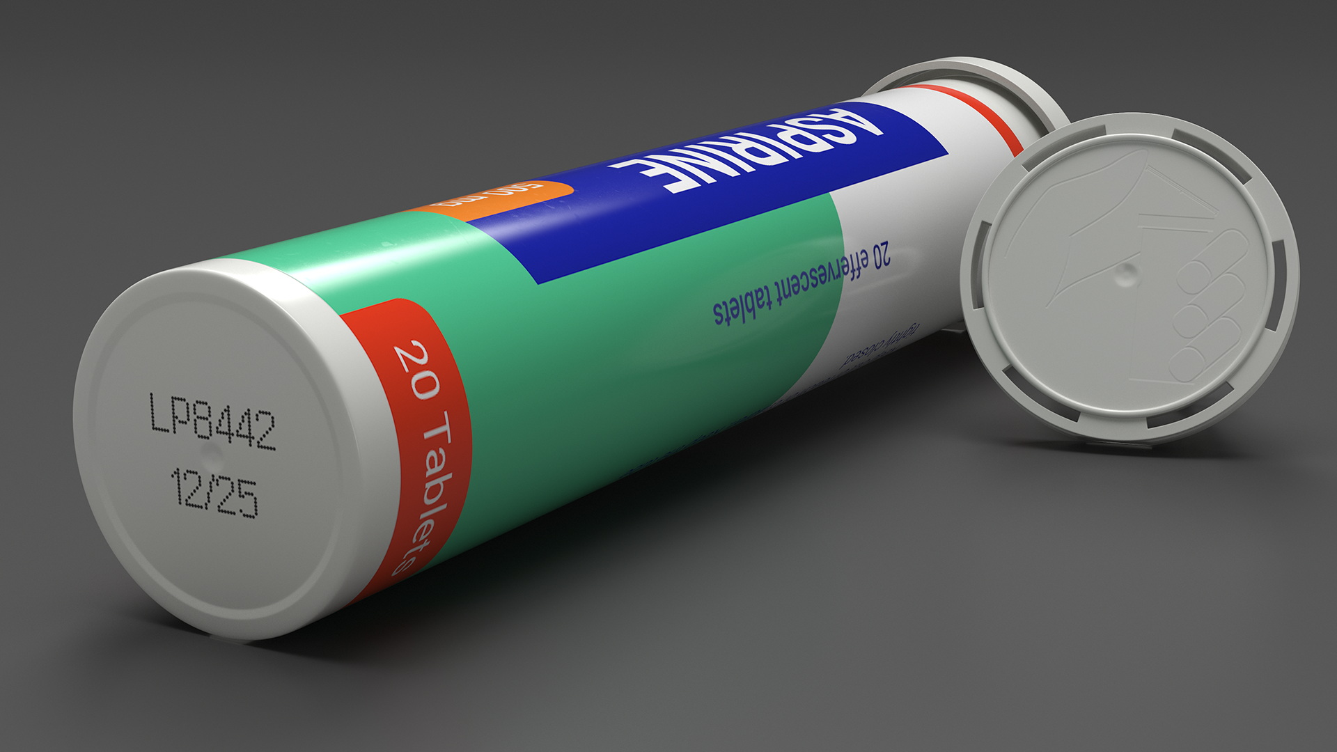 Aspirine Effervescent Package 25 Tabs Open 3D