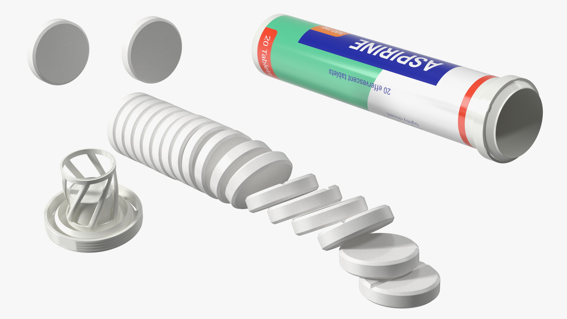 Aspirine Effervescent Package 25 Tabs Open 3D