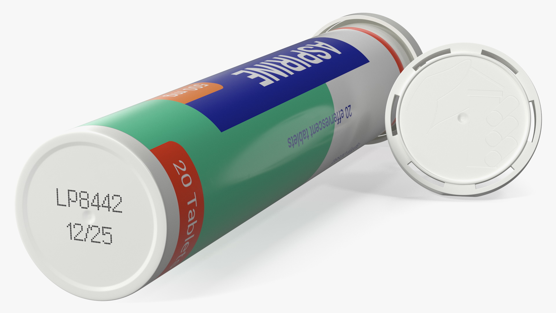 Aspirine Effervescent Package 25 Tabs Open 3D