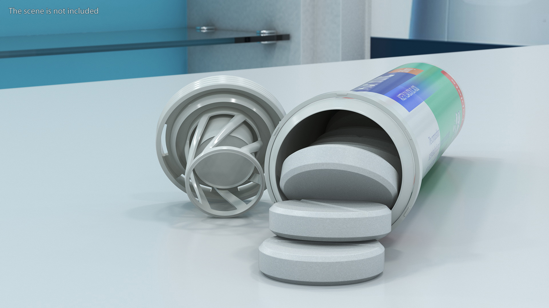 Aspirine Effervescent Package 25 Tabs Open 3D