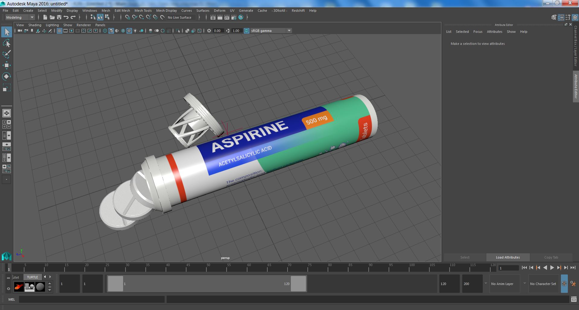 Aspirine Effervescent Package 25 Tabs Open 3D