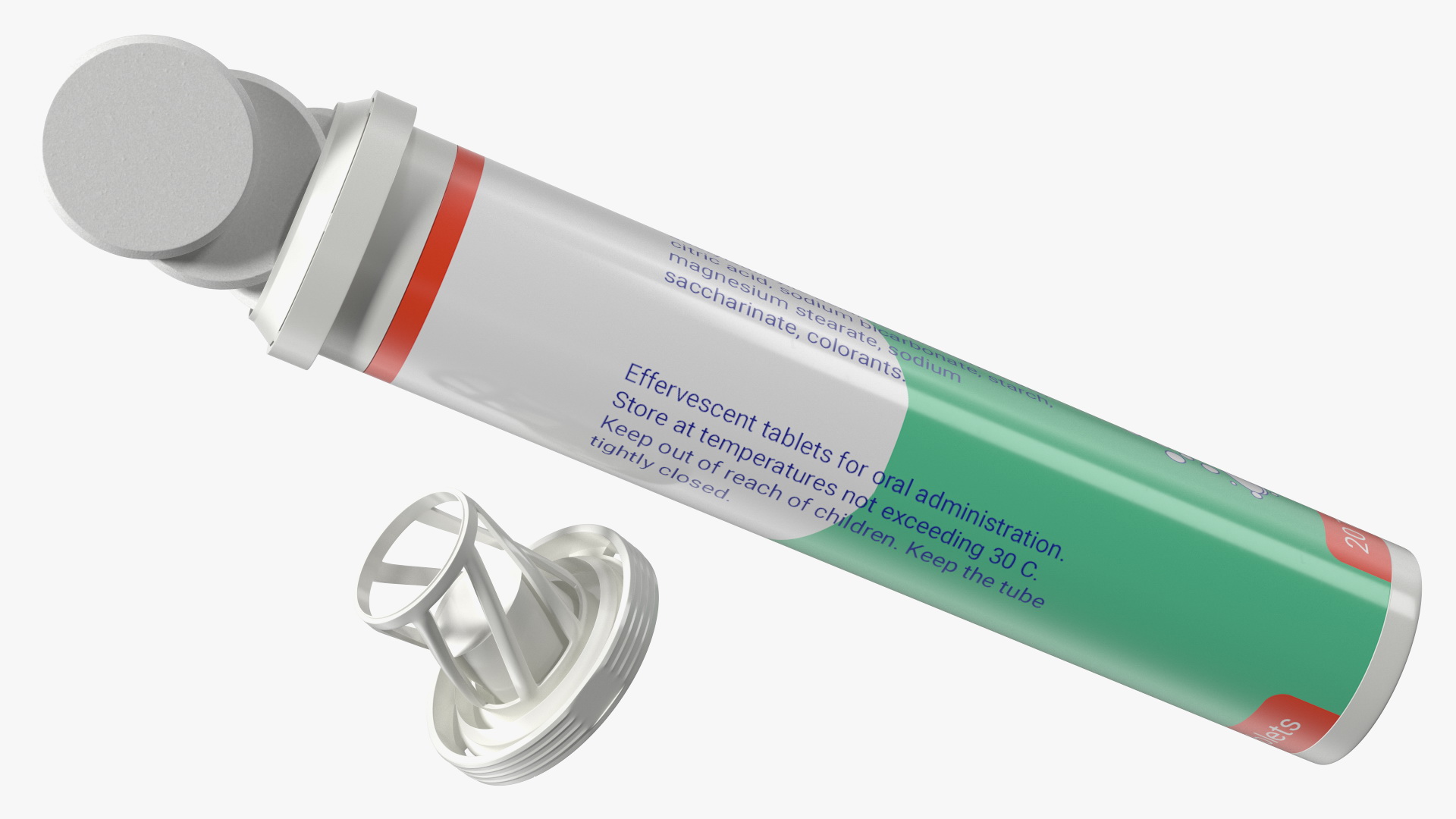 Aspirine Effervescent Package 25 Tabs Open 3D