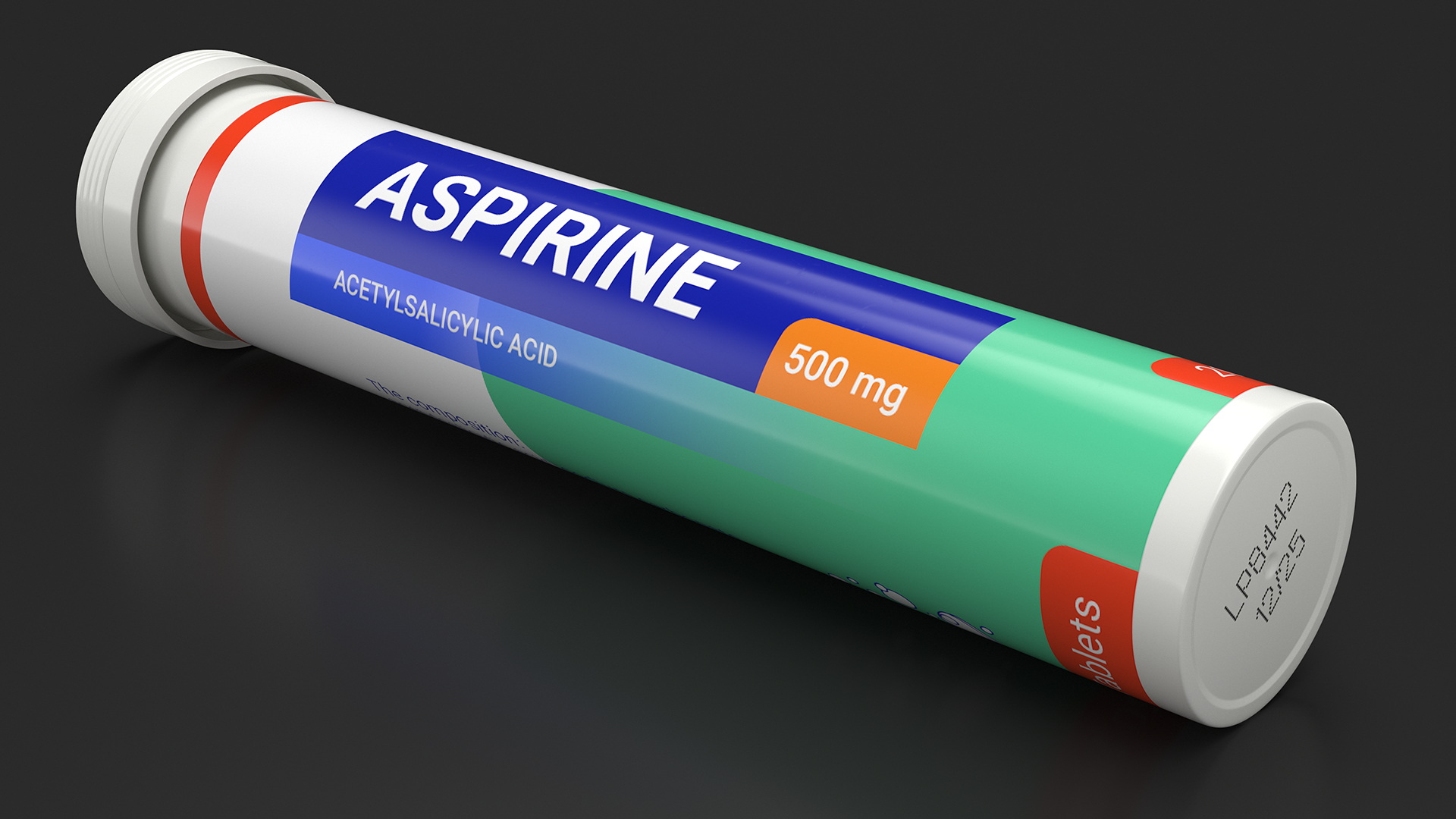 Aspirine Effervescent Package 25 Tabs Open 3D