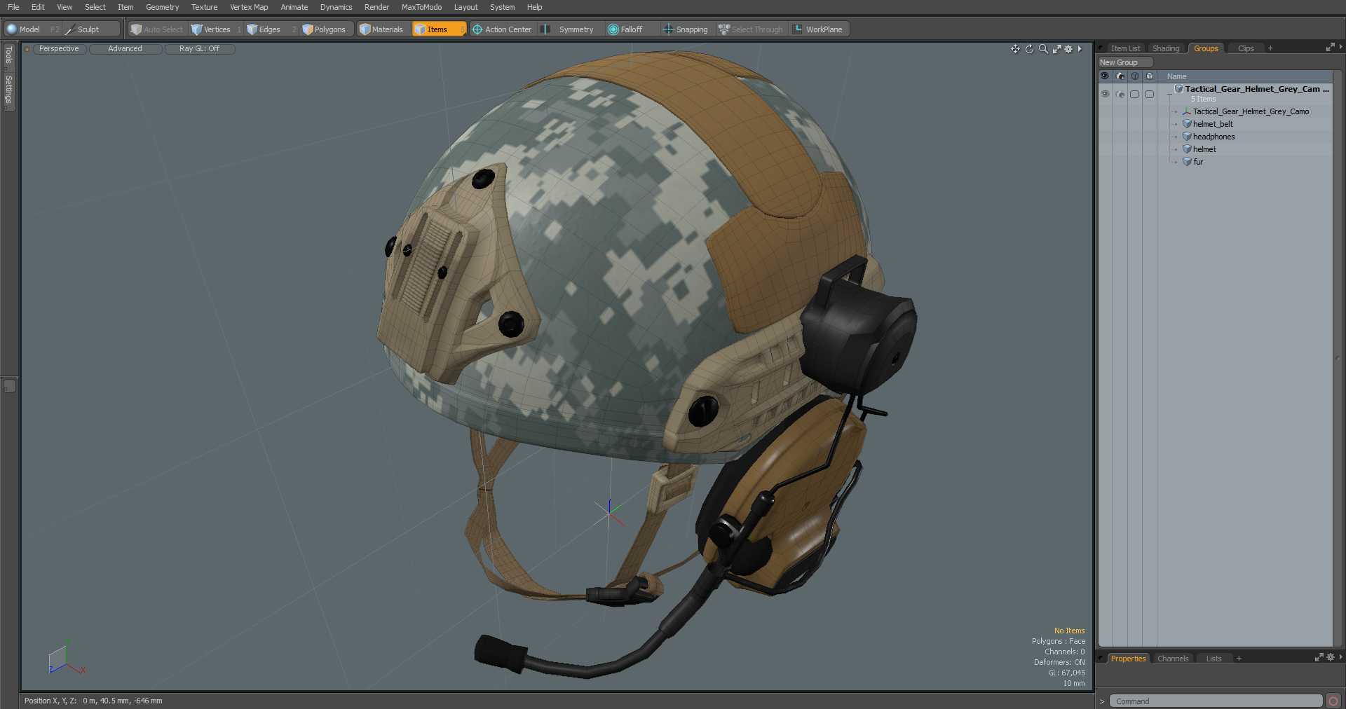 3D model Tactical Gear Helmet Grey Camo
