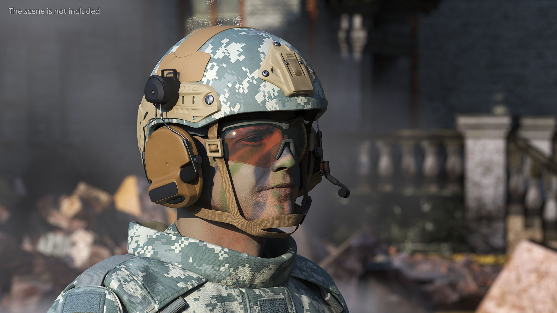 3D model Tactical Gear Helmet Grey Camo
