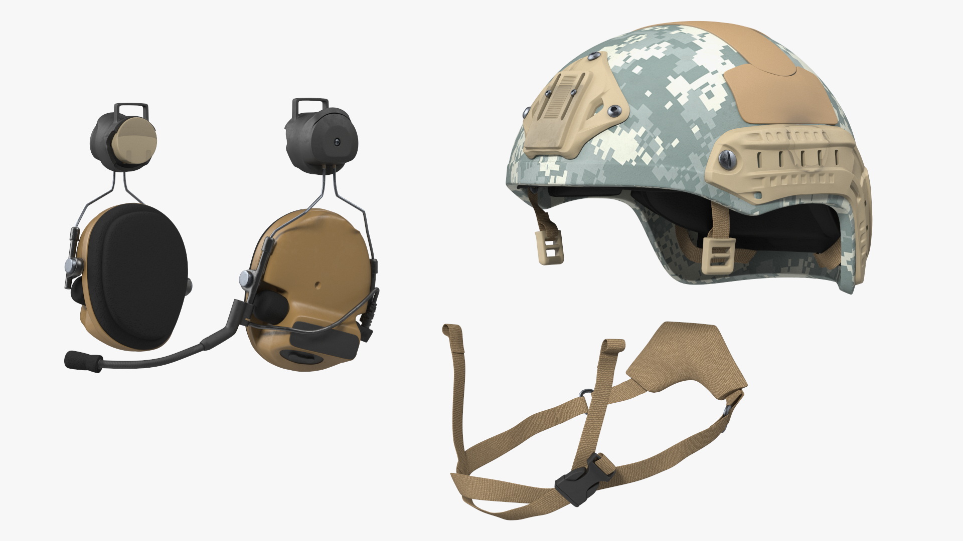 3D model Tactical Gear Helmet Grey Camo