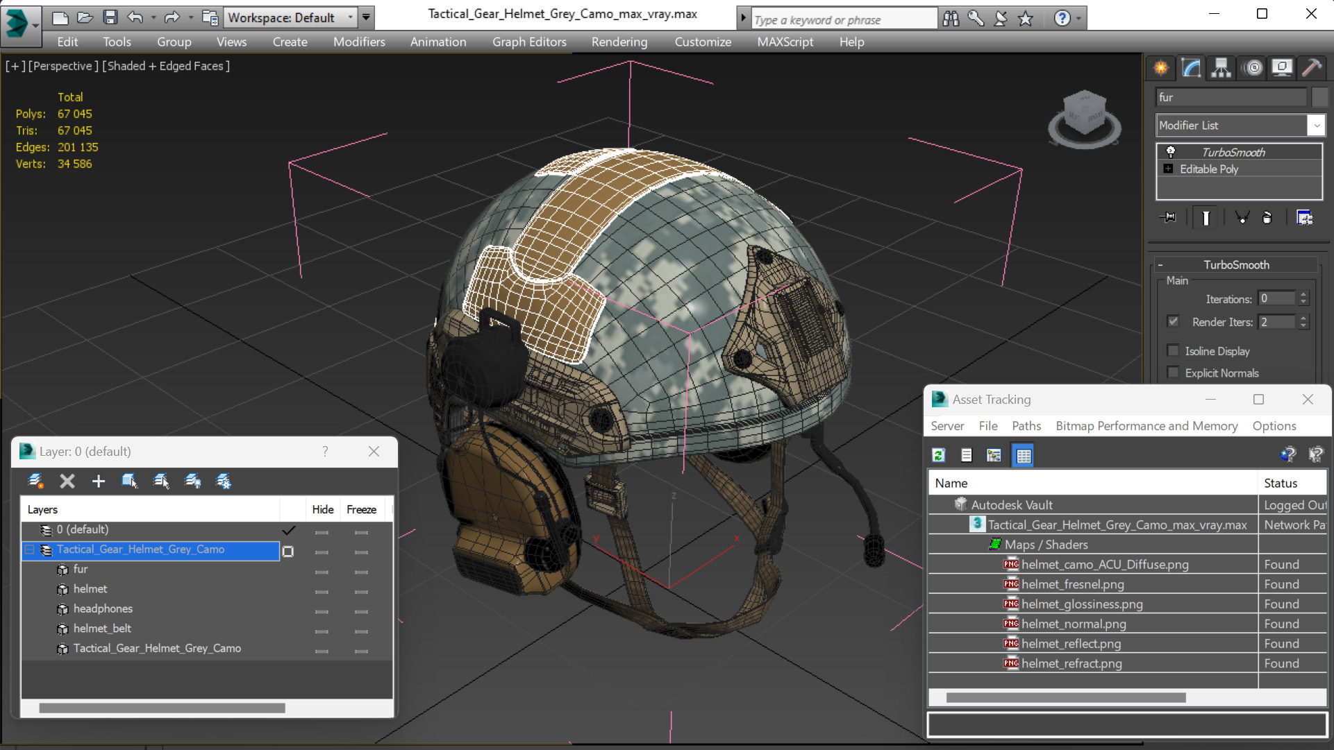 3D model Tactical Gear Helmet Grey Camo
