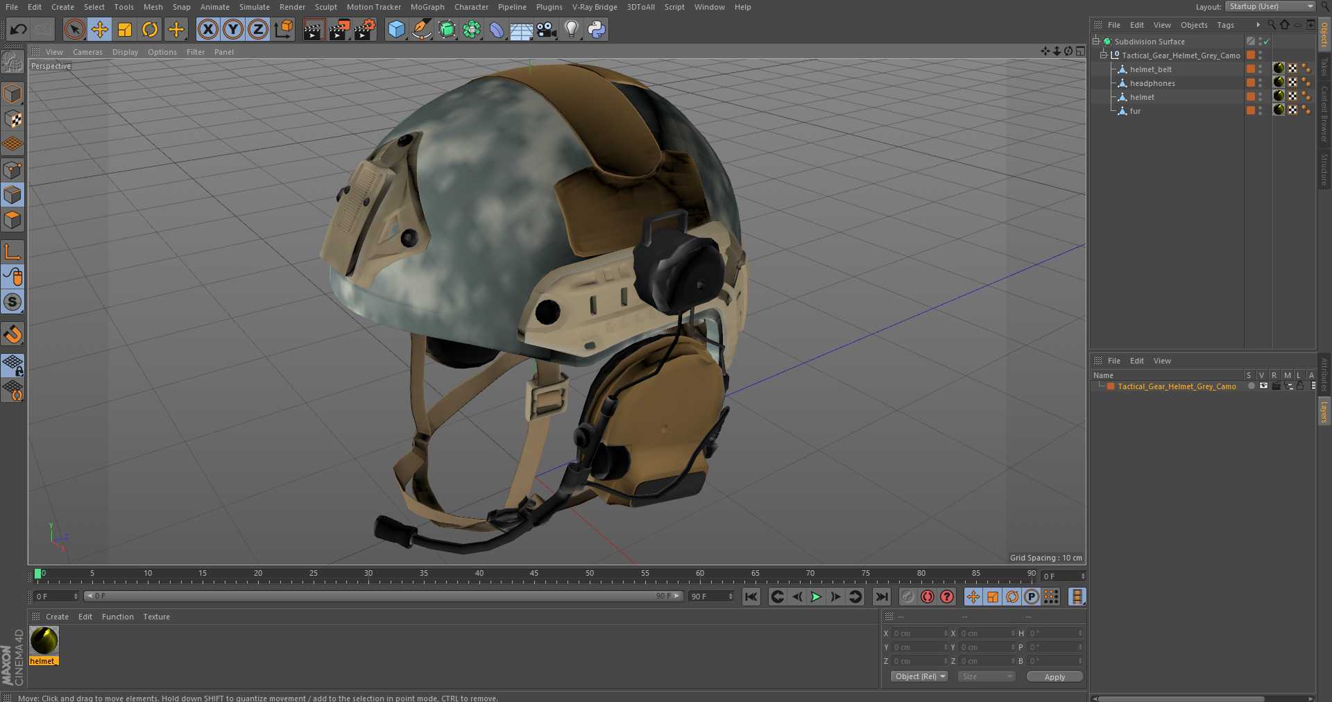 3D model Tactical Gear Helmet Grey Camo