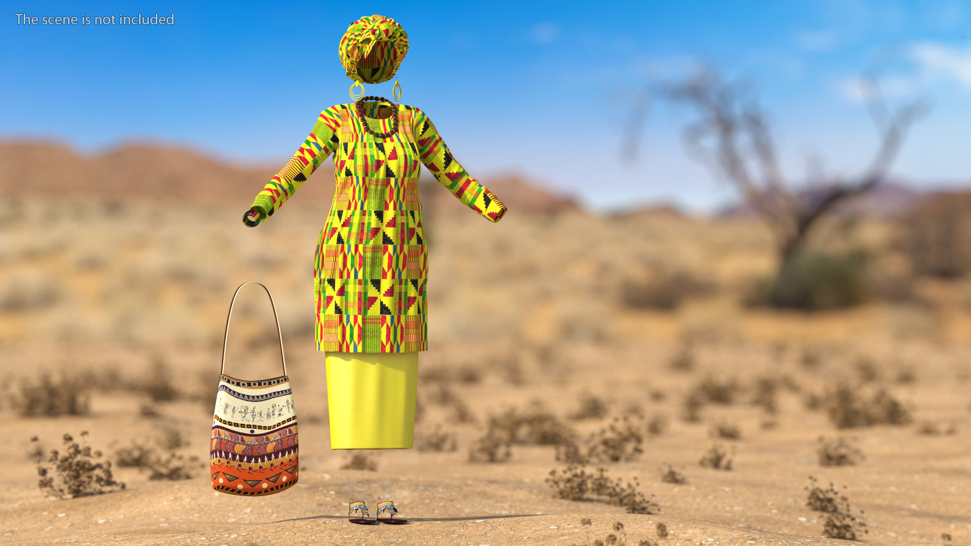 African Women Traditional Clothes Set 3D