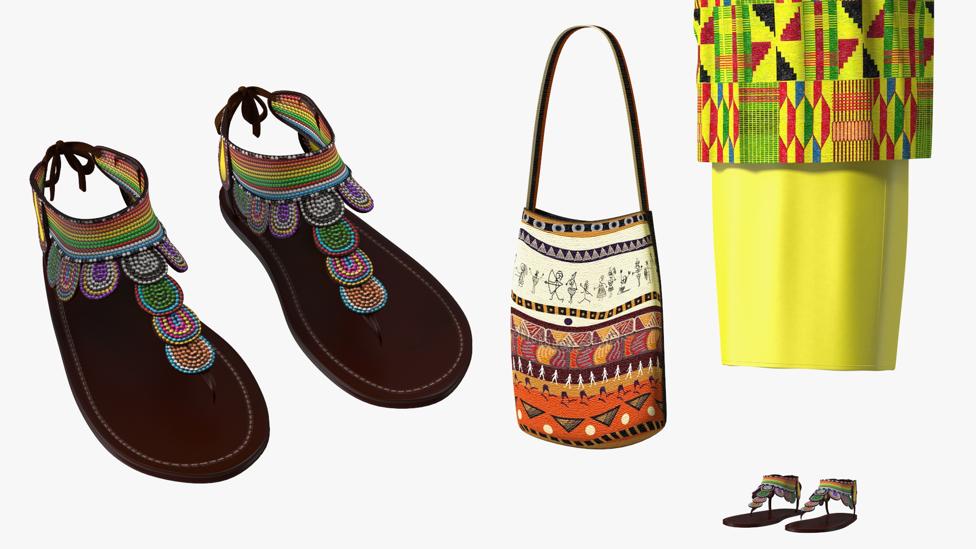 African Women Traditional Clothes Set 3D