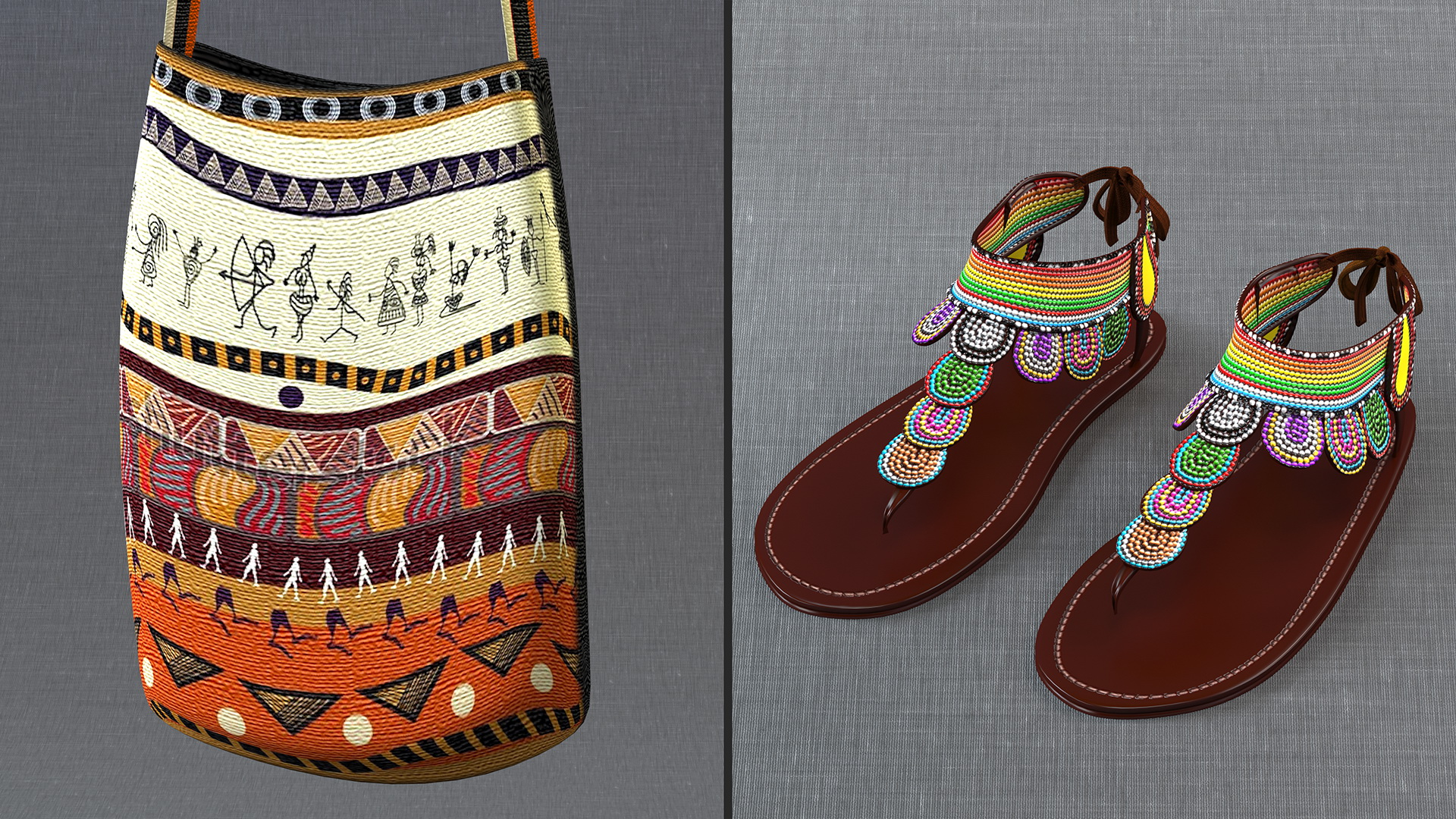 African Women Traditional Clothes Set 3D
