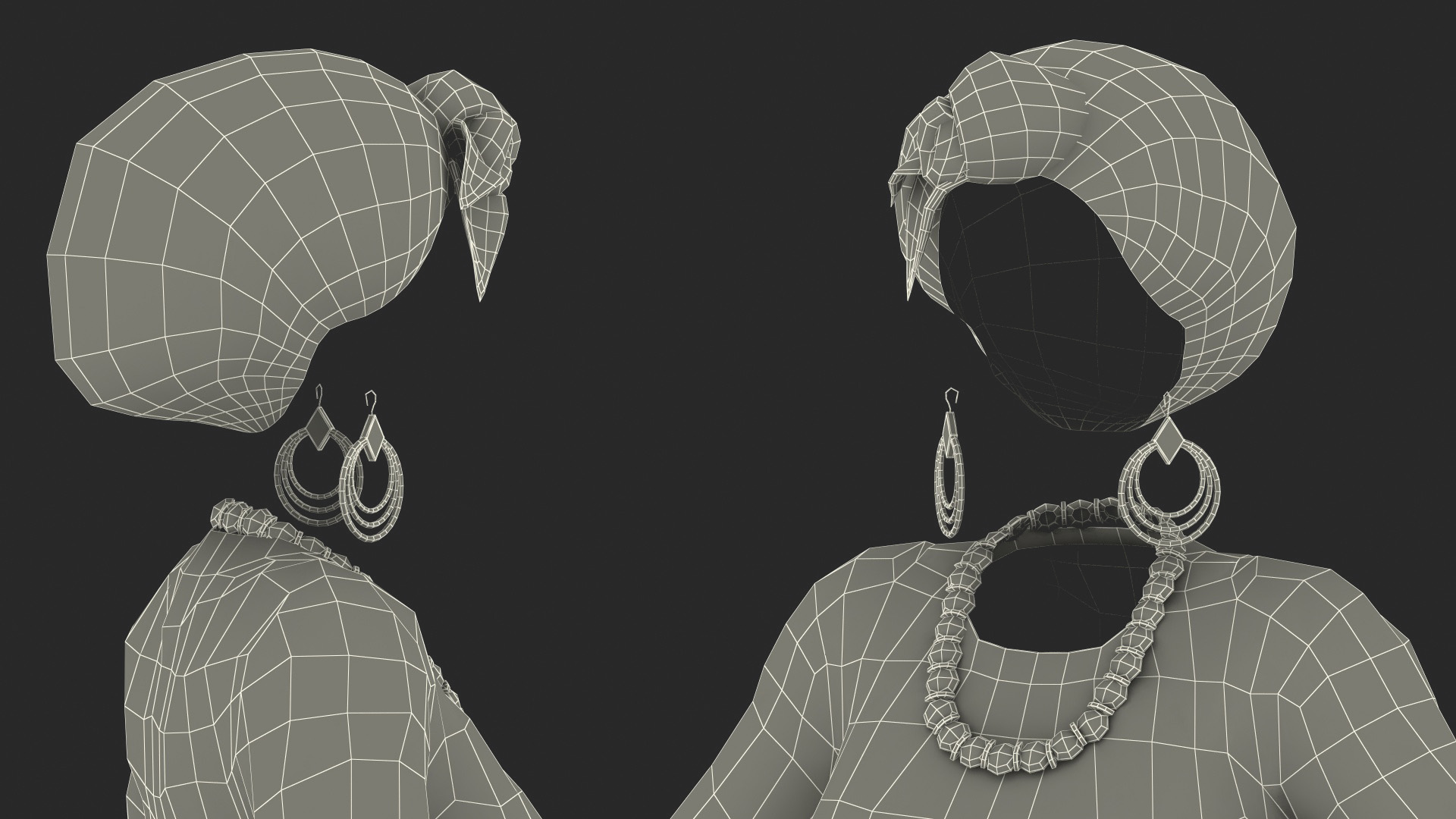 African Women Traditional Clothes Set 3D