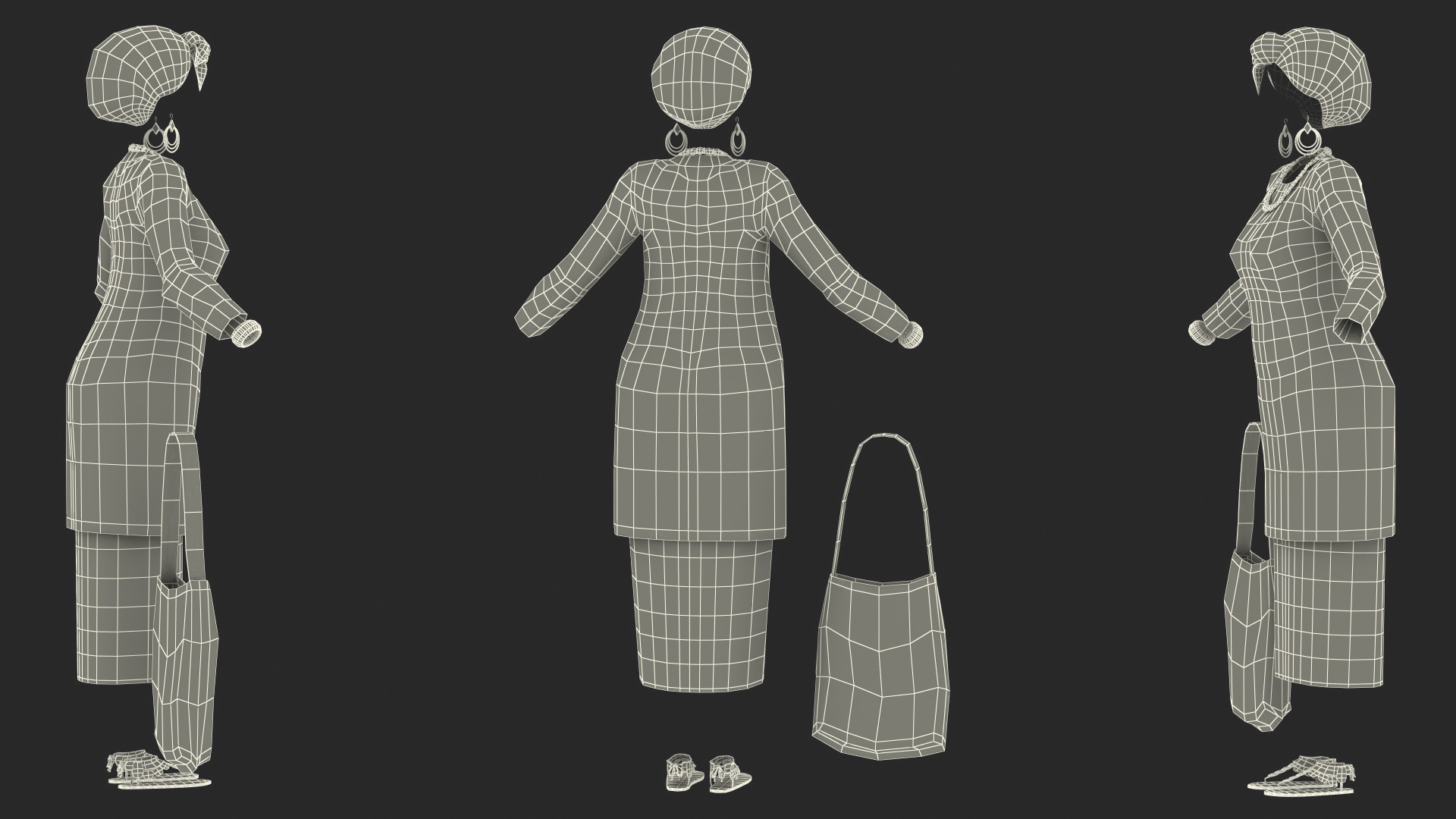 African Women Traditional Clothes Set 3D