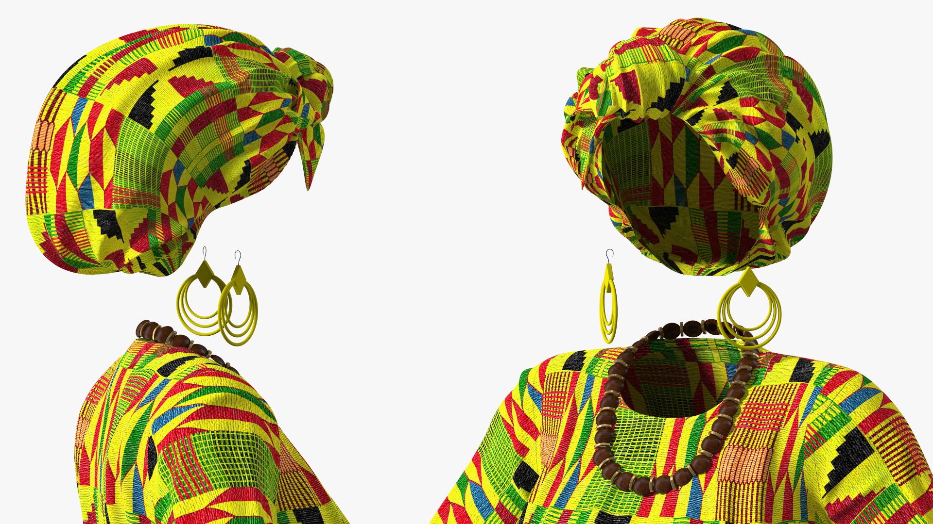 African Women Traditional Clothes Set 3D