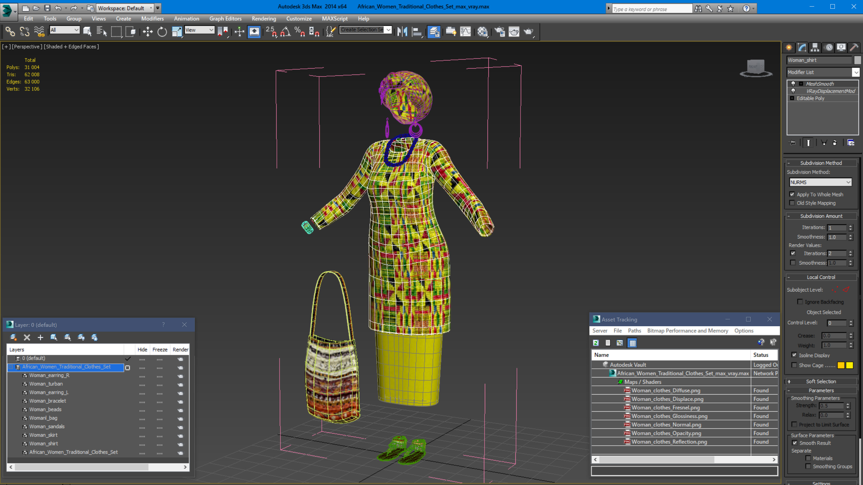 African Women Traditional Clothes Set 3D