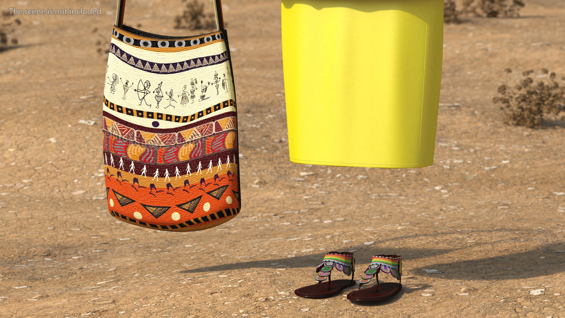 African Women Traditional Clothes Set 3D