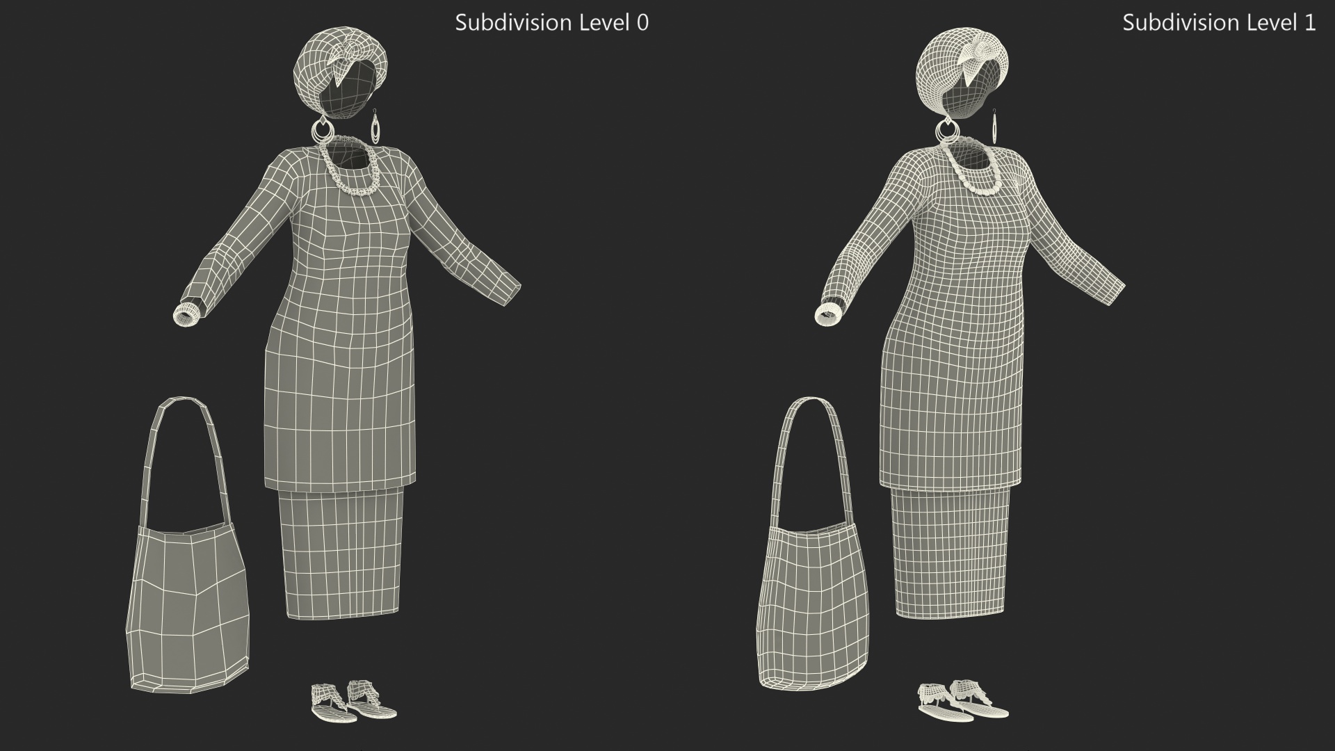 African Women Traditional Clothes Set 3D