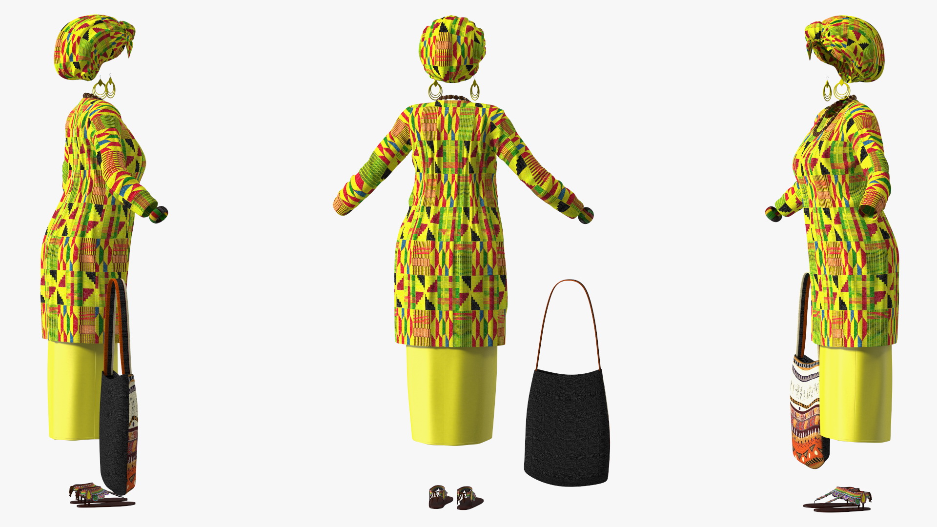 African Women Traditional Clothes Set 3D