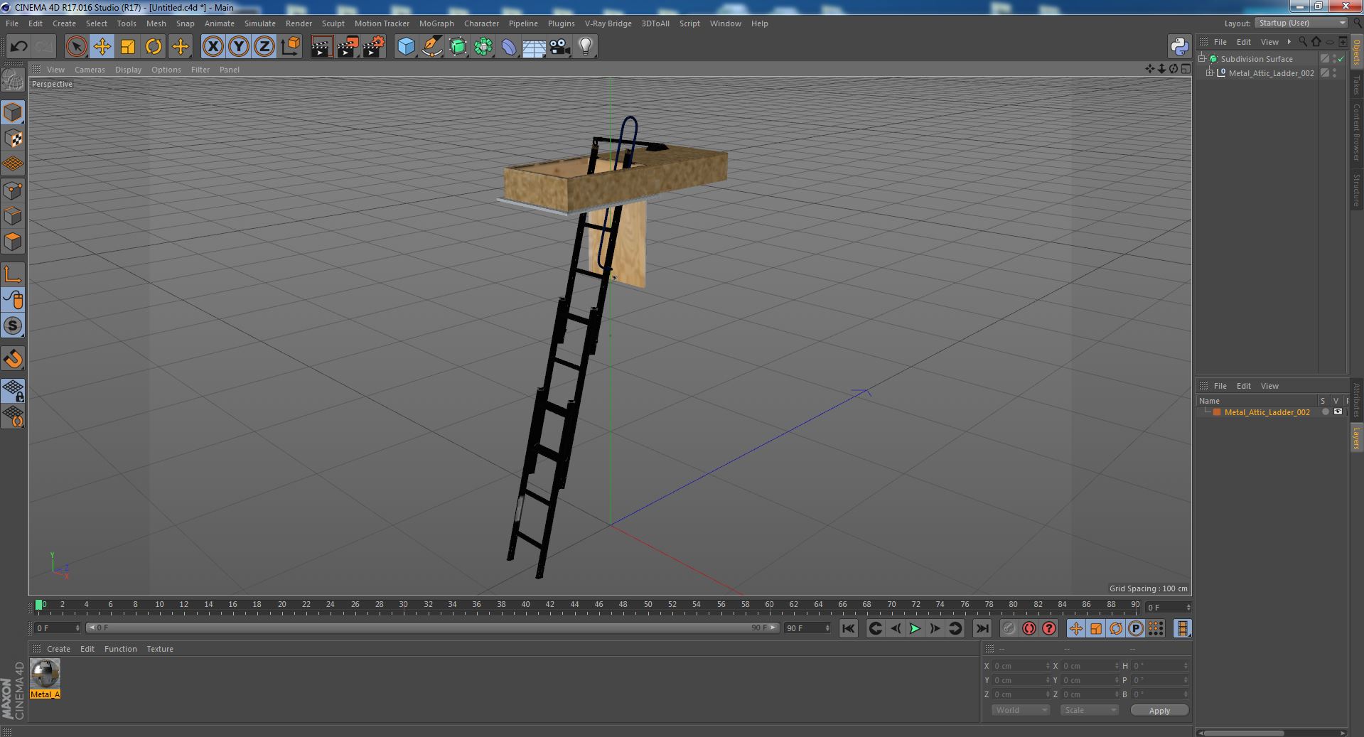 3D Metal Attic Ladder model
