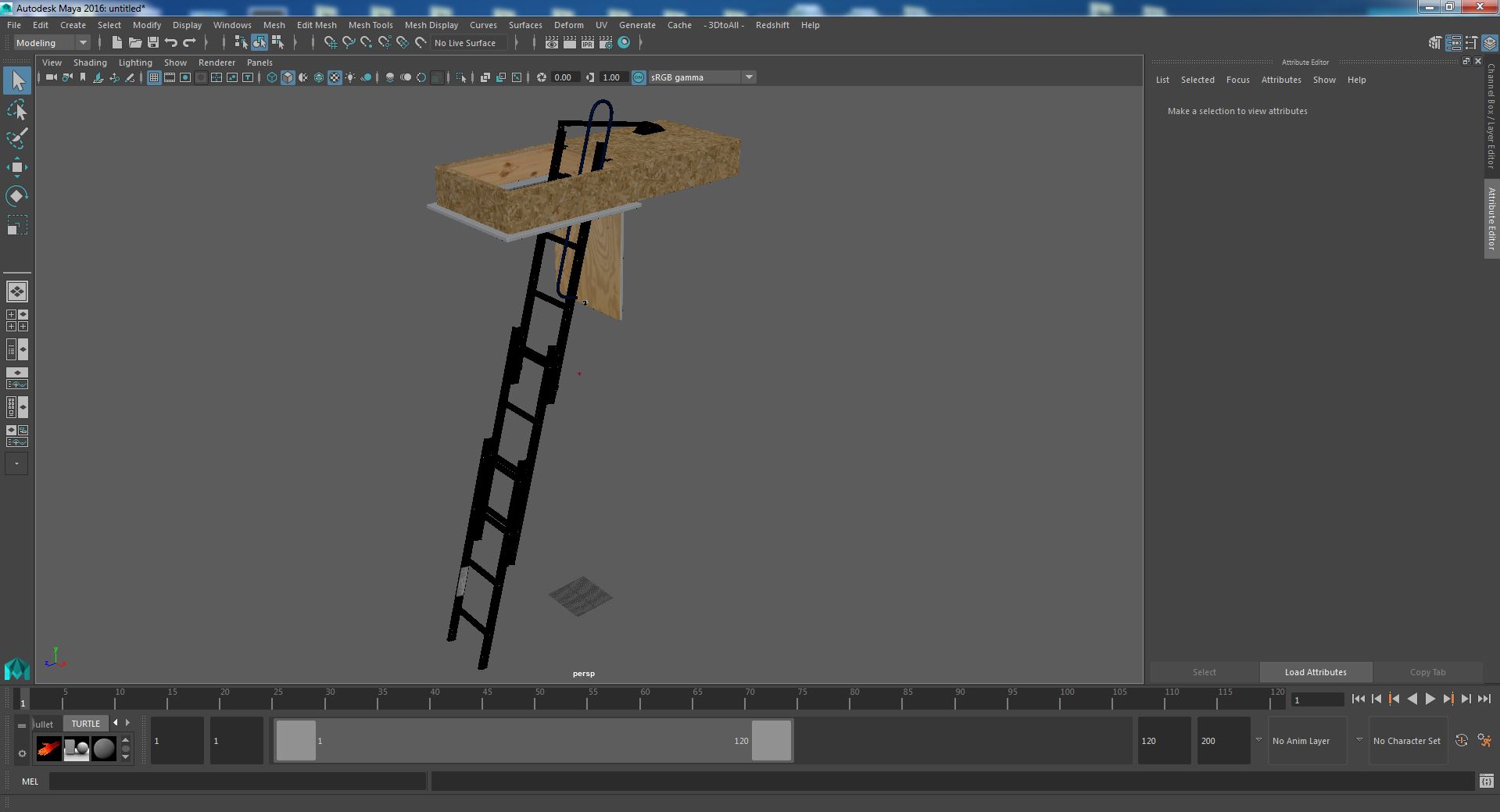 3D Metal Attic Ladder model