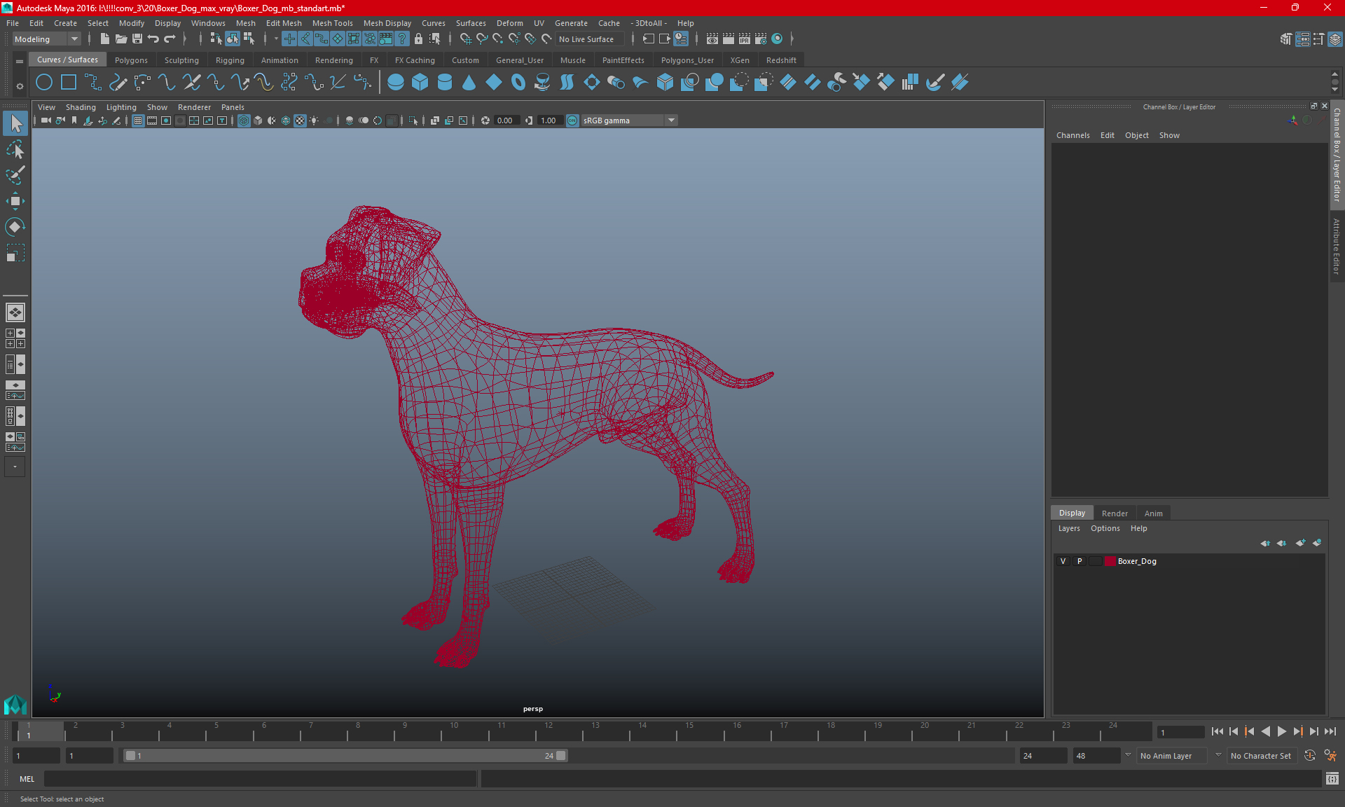 3D Boxer Dog Tiger Colored model