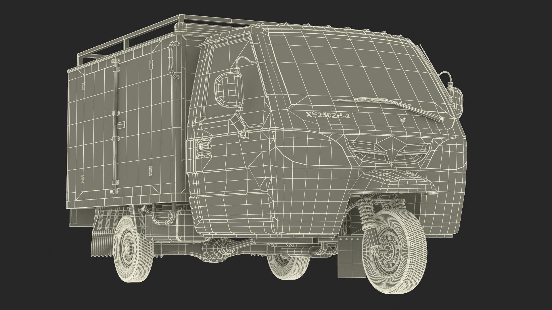 Delivery Trike with Close Body Red 3D model
