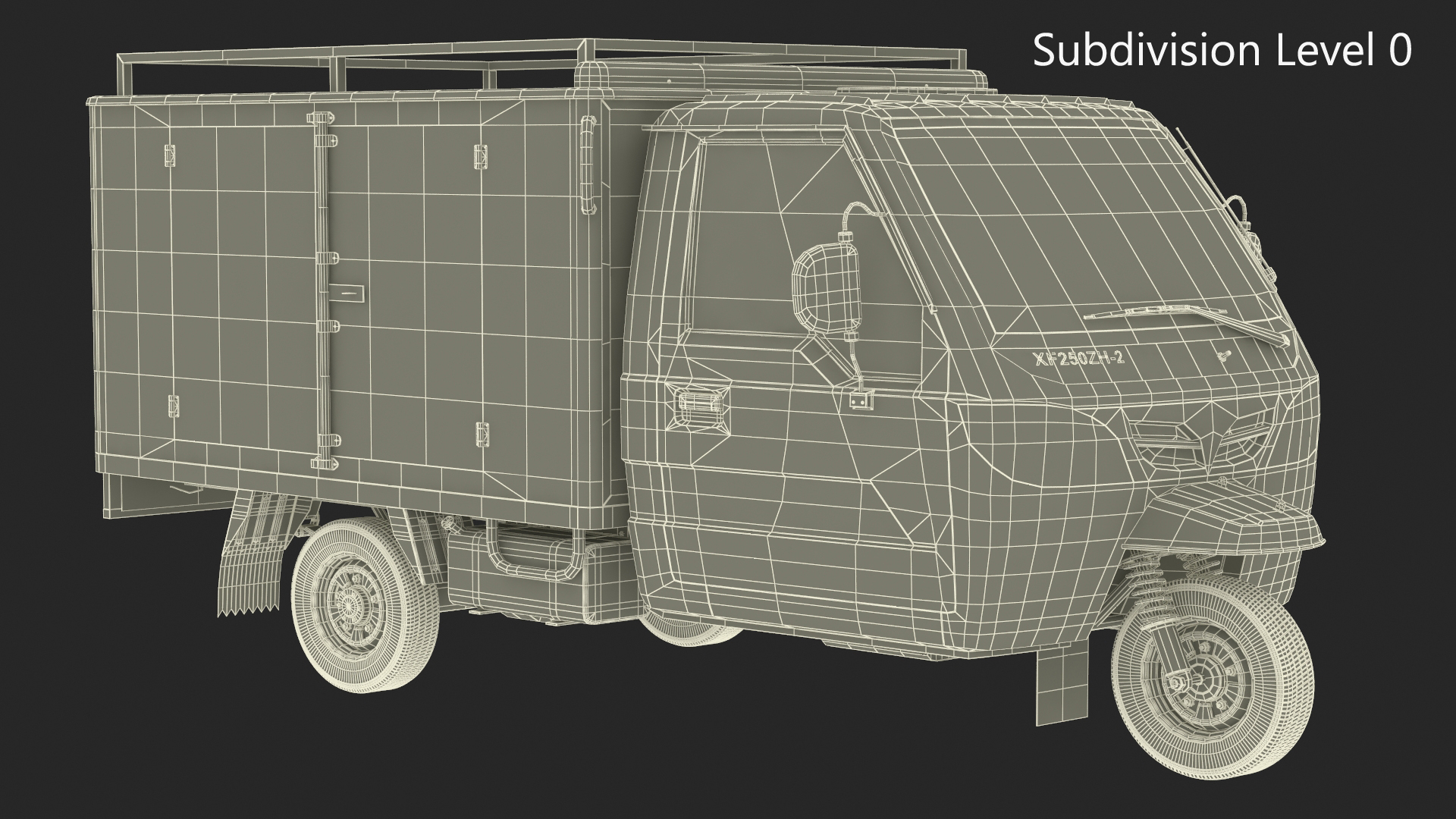 Delivery Trike with Close Body Red 3D model