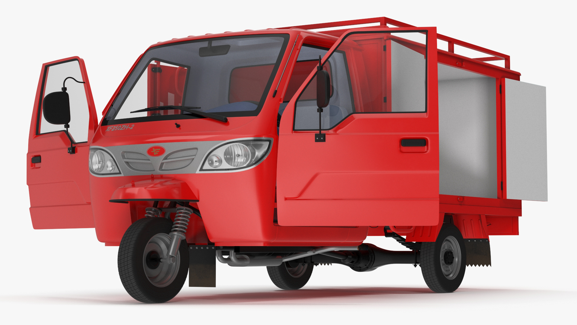 Delivery Trike with Close Body Red 3D model