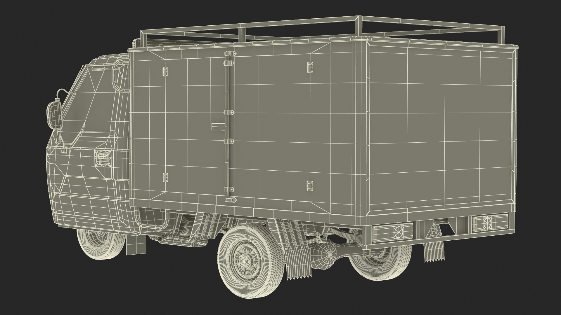 Delivery Trike with Close Body Red 3D model