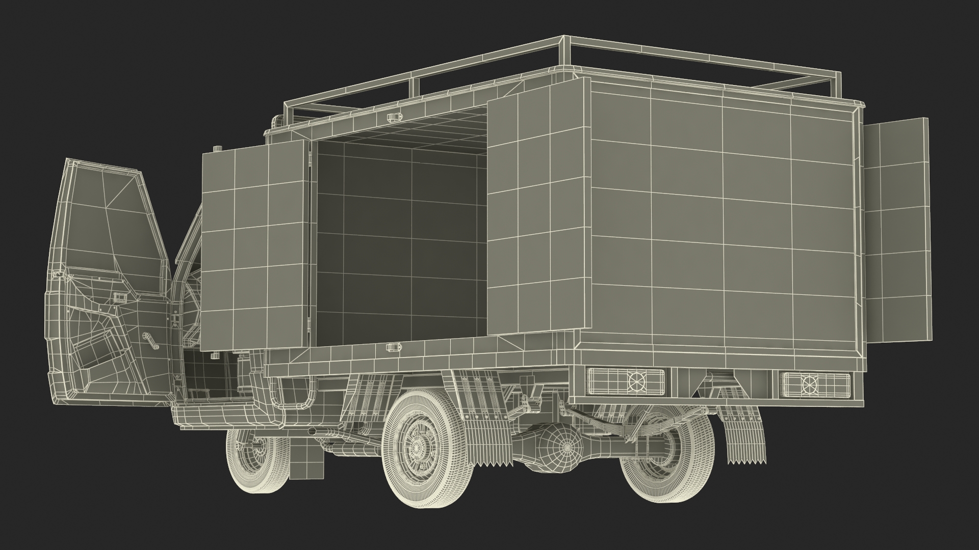 Delivery Trike with Close Body Red 3D model