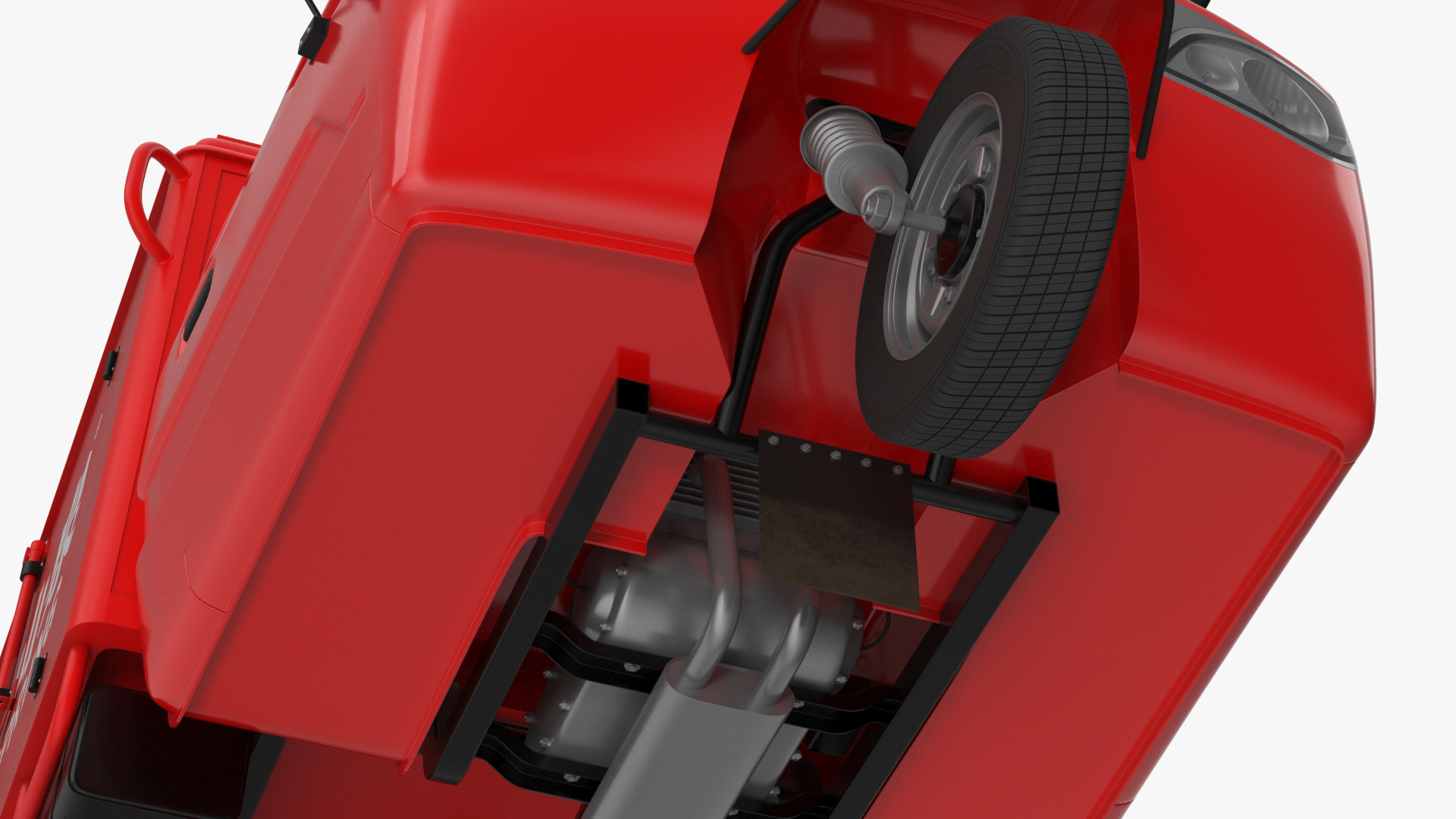 Delivery Trike with Close Body Red 3D model