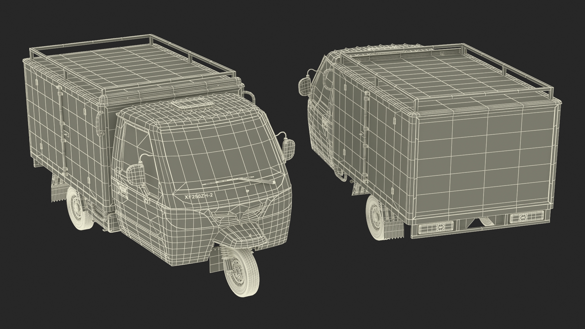 Delivery Trike with Close Body Red 3D model