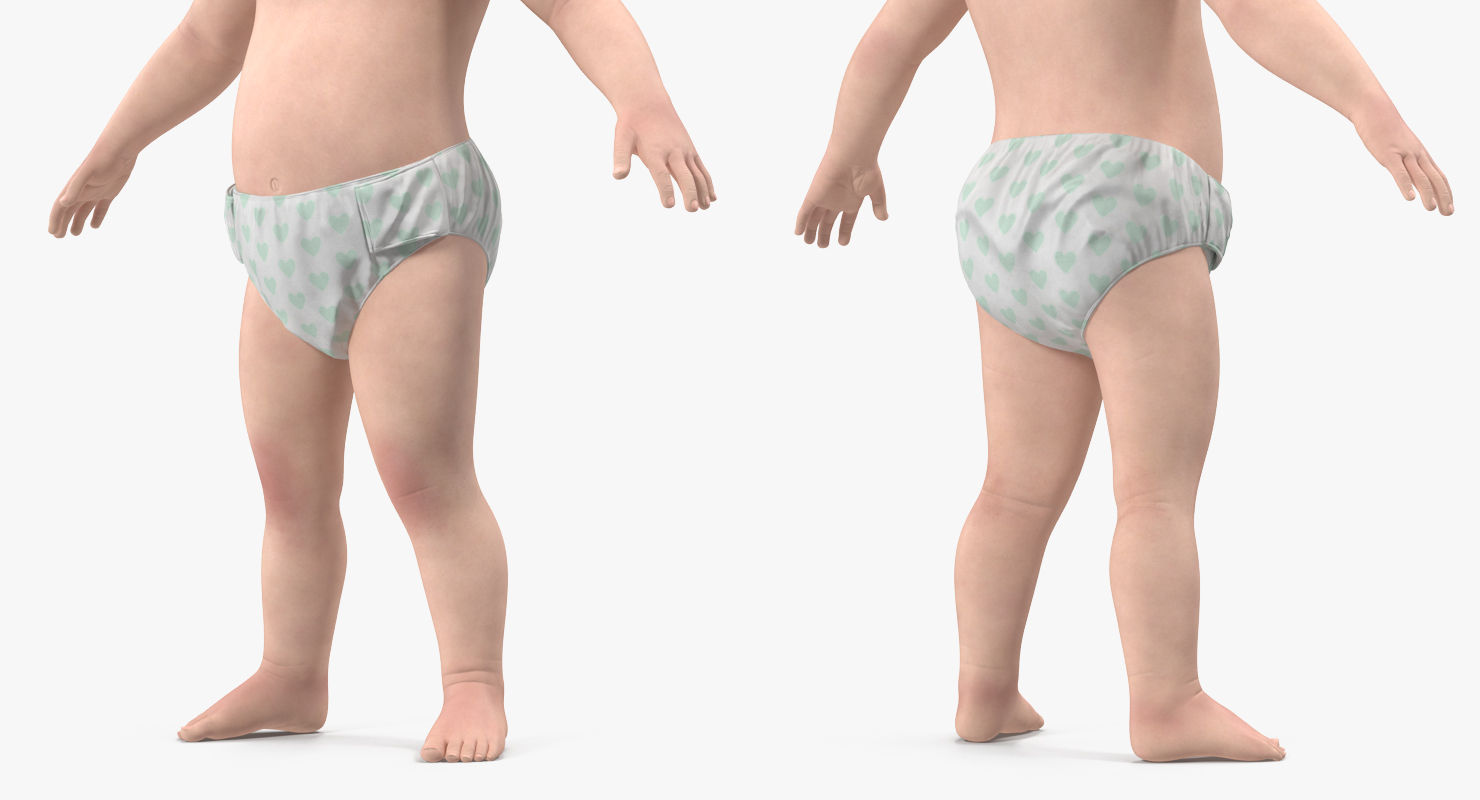 3D model Small Baby Boy with Fur Rigged