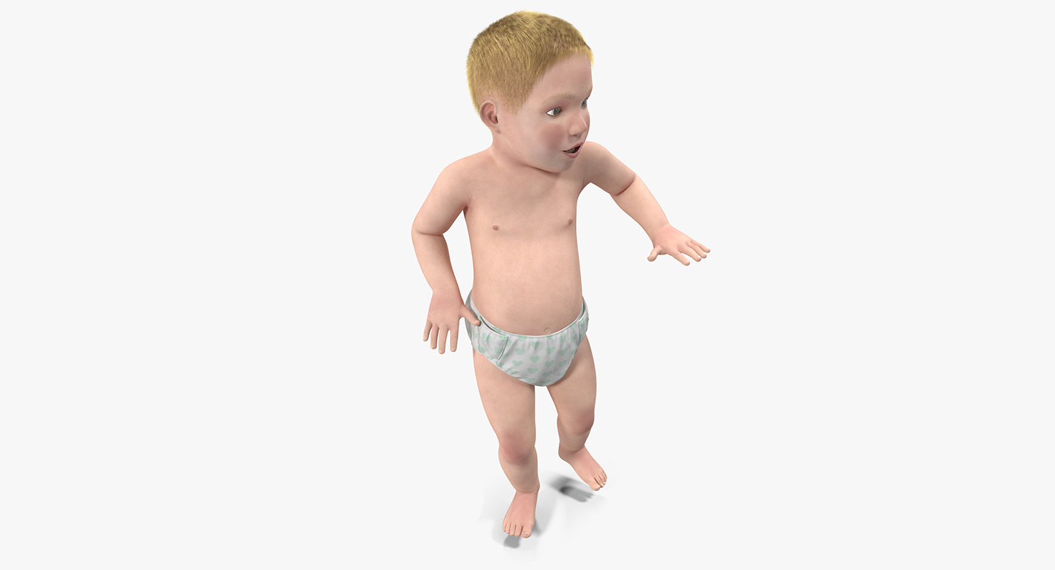3D model Small Baby Boy with Fur Rigged