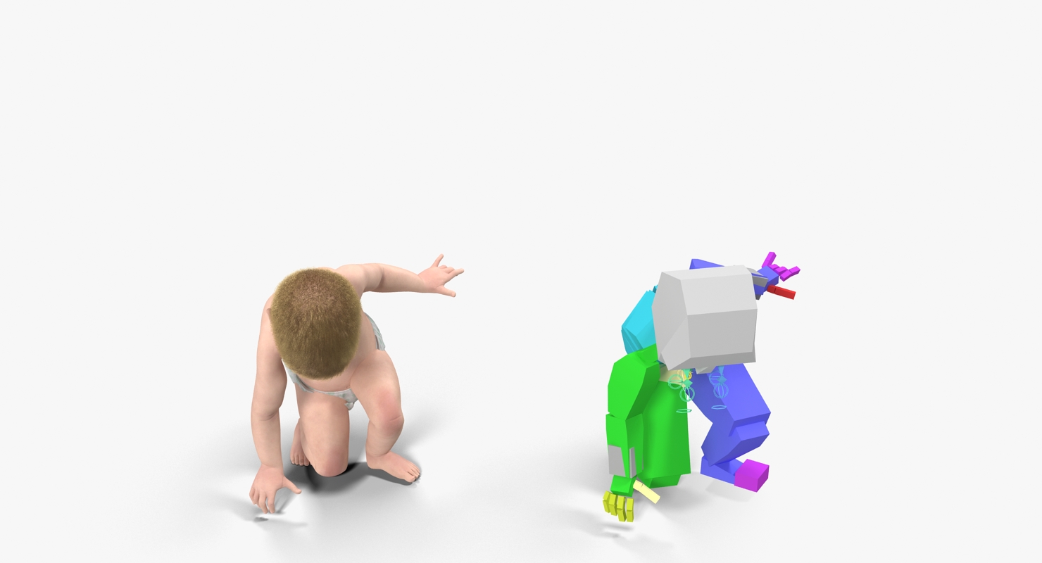 3D model Small Baby Boy with Fur Rigged