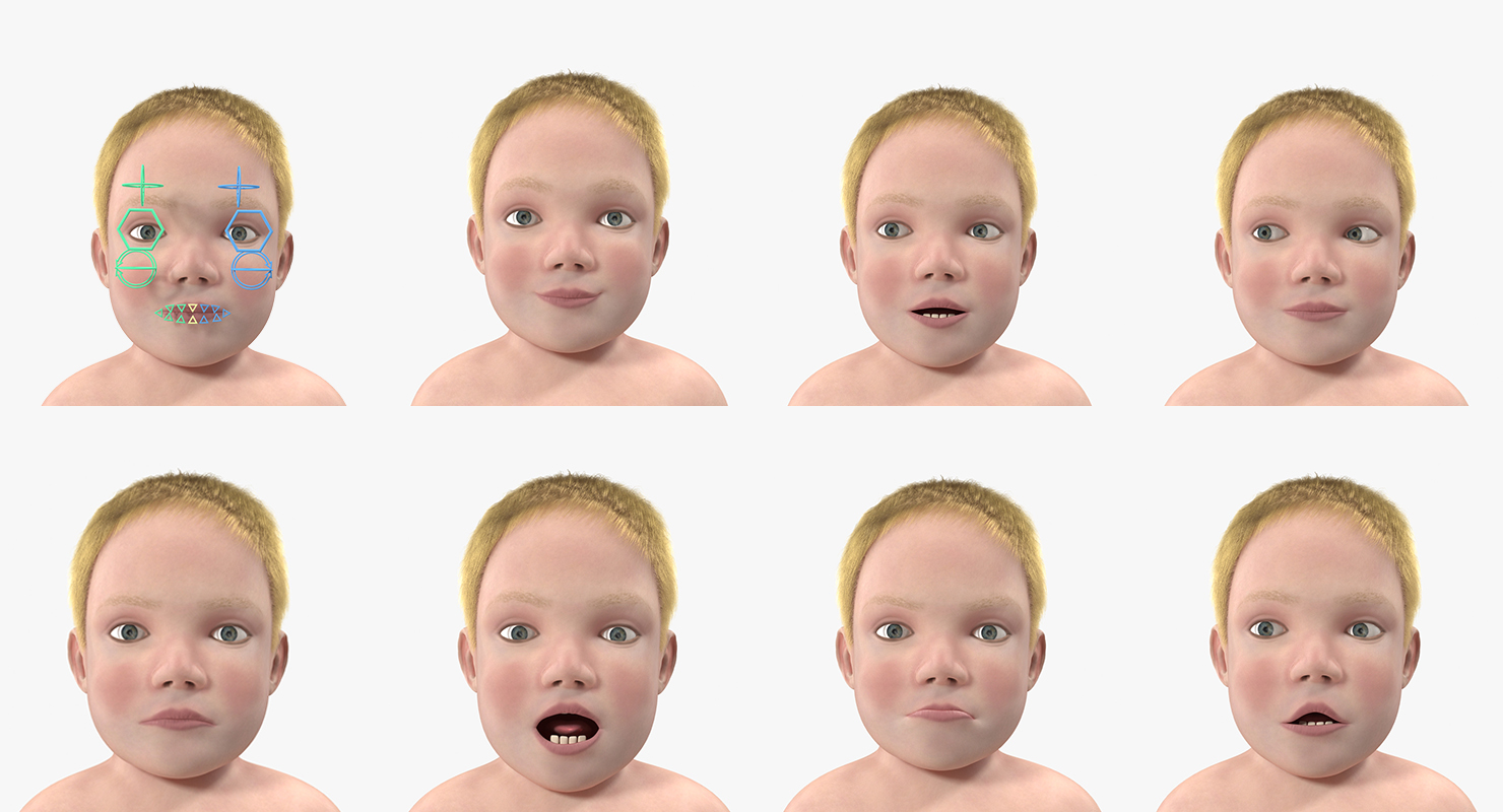 3D model Small Baby Boy with Fur Rigged