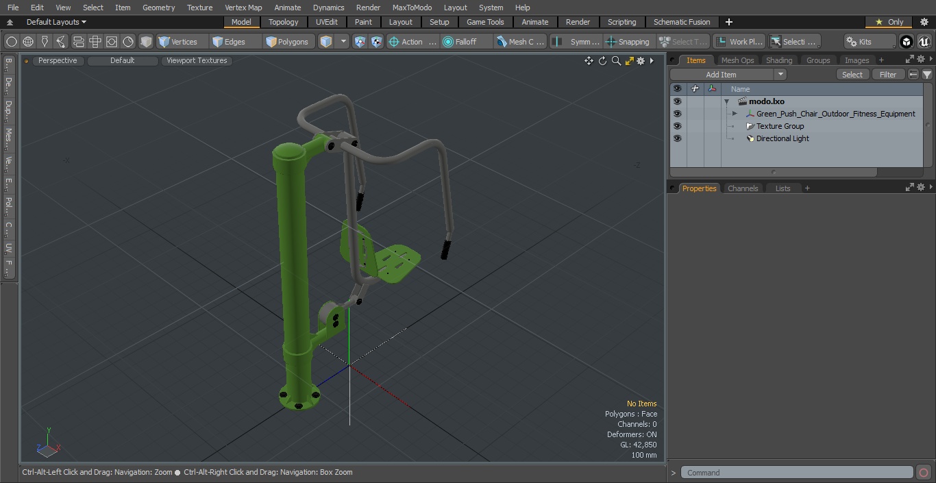 Green Push Chair Outdoor Fitness Equipment 3D