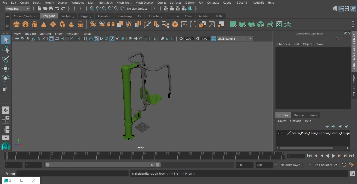 Green Push Chair Outdoor Fitness Equipment 3D